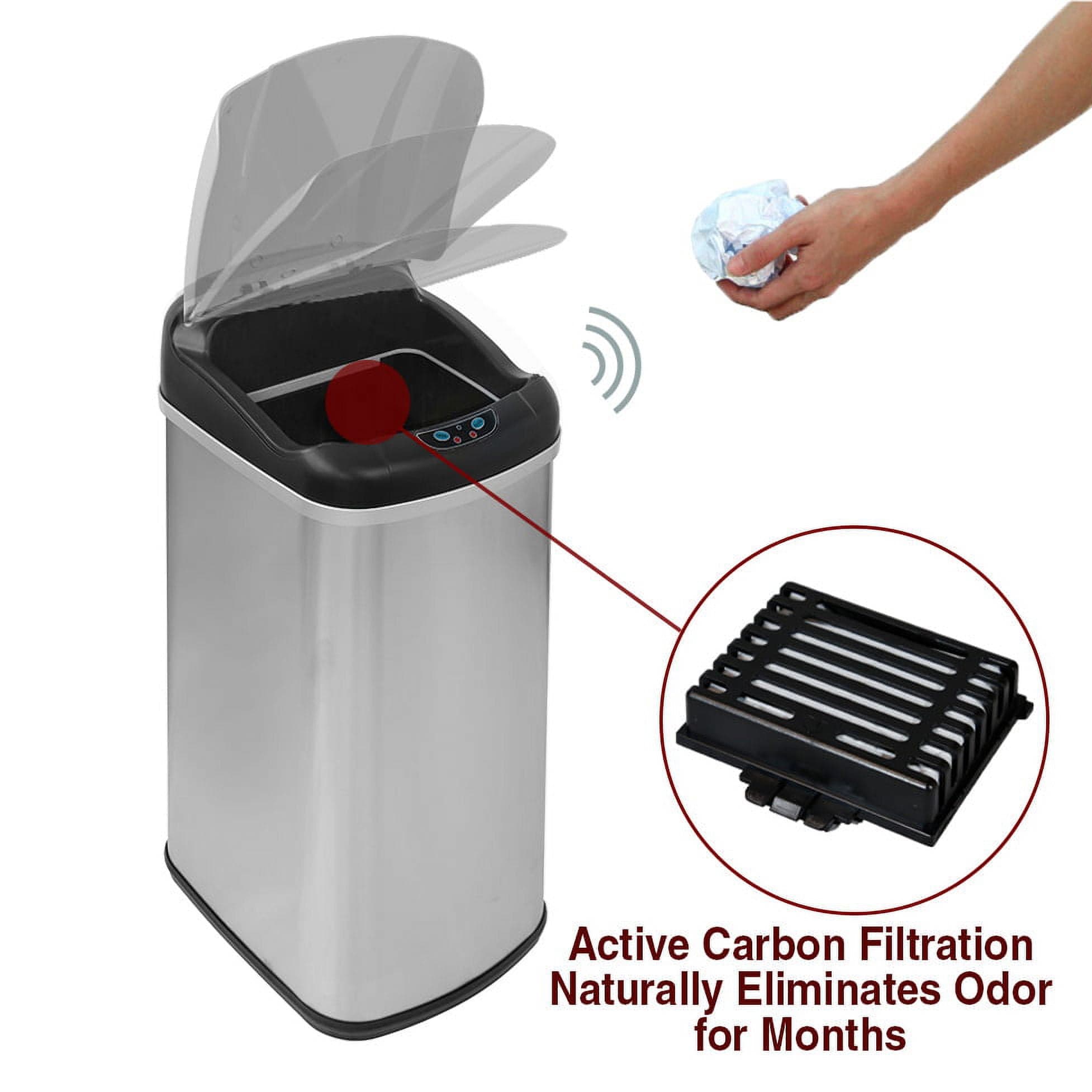 Clevr 13.2 Gal Deodorizer Touchless Stainless Steel Trash Can Automatic Motion Sensor — UPC 814836015738