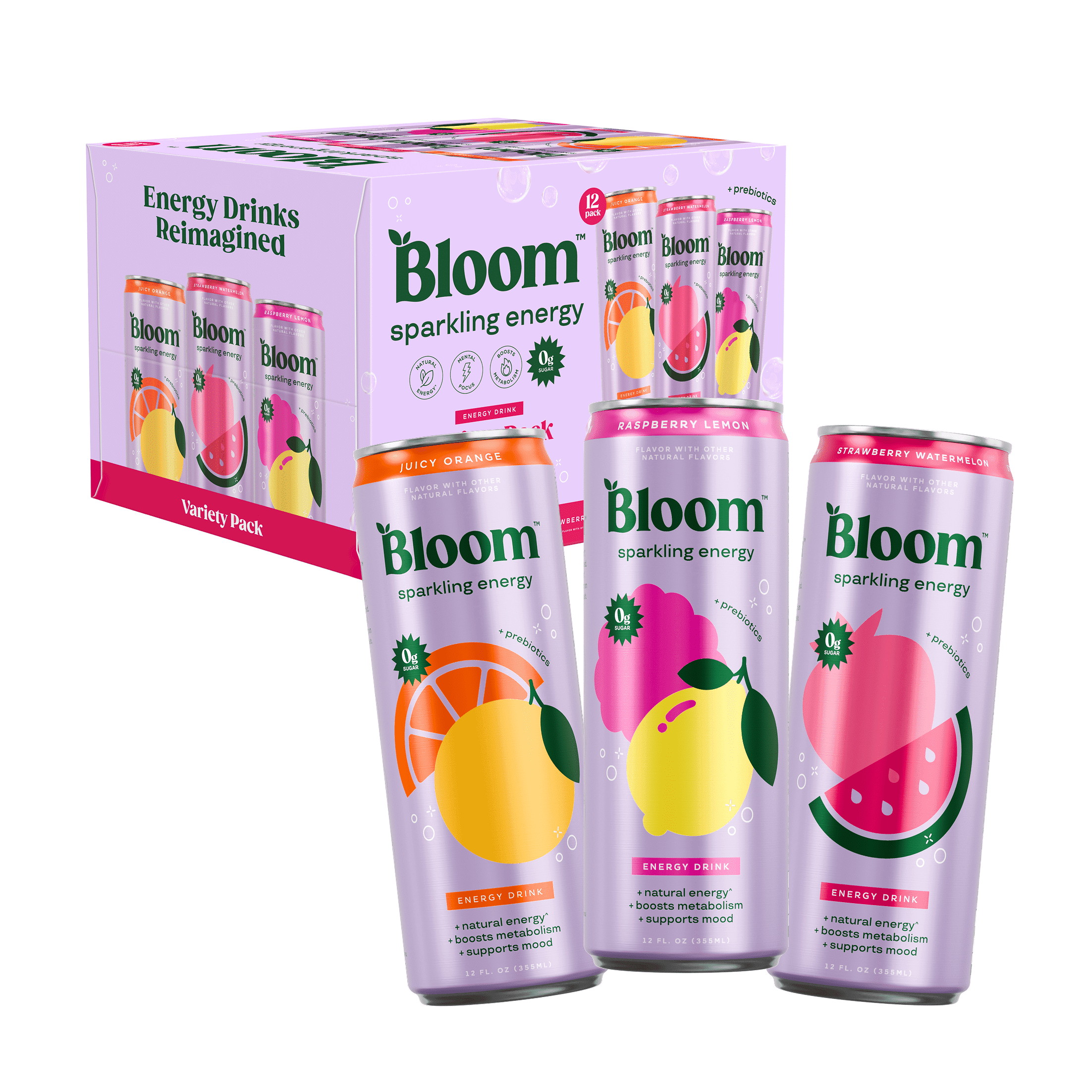 Bloom Nutrition Bloom Nutrition Sparkling Energy Drink, Variety, 12 fl oz Cans, 12 Pack — ITEM_ID 11395510309