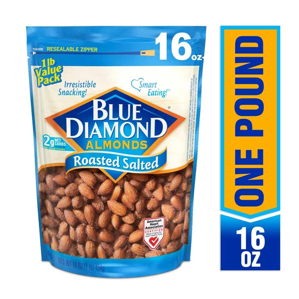 Blue Diamond Almonds Blue Diamond Roasted Almonds, Salted, 16 Oz Bag — ITEM_ID 41570030851