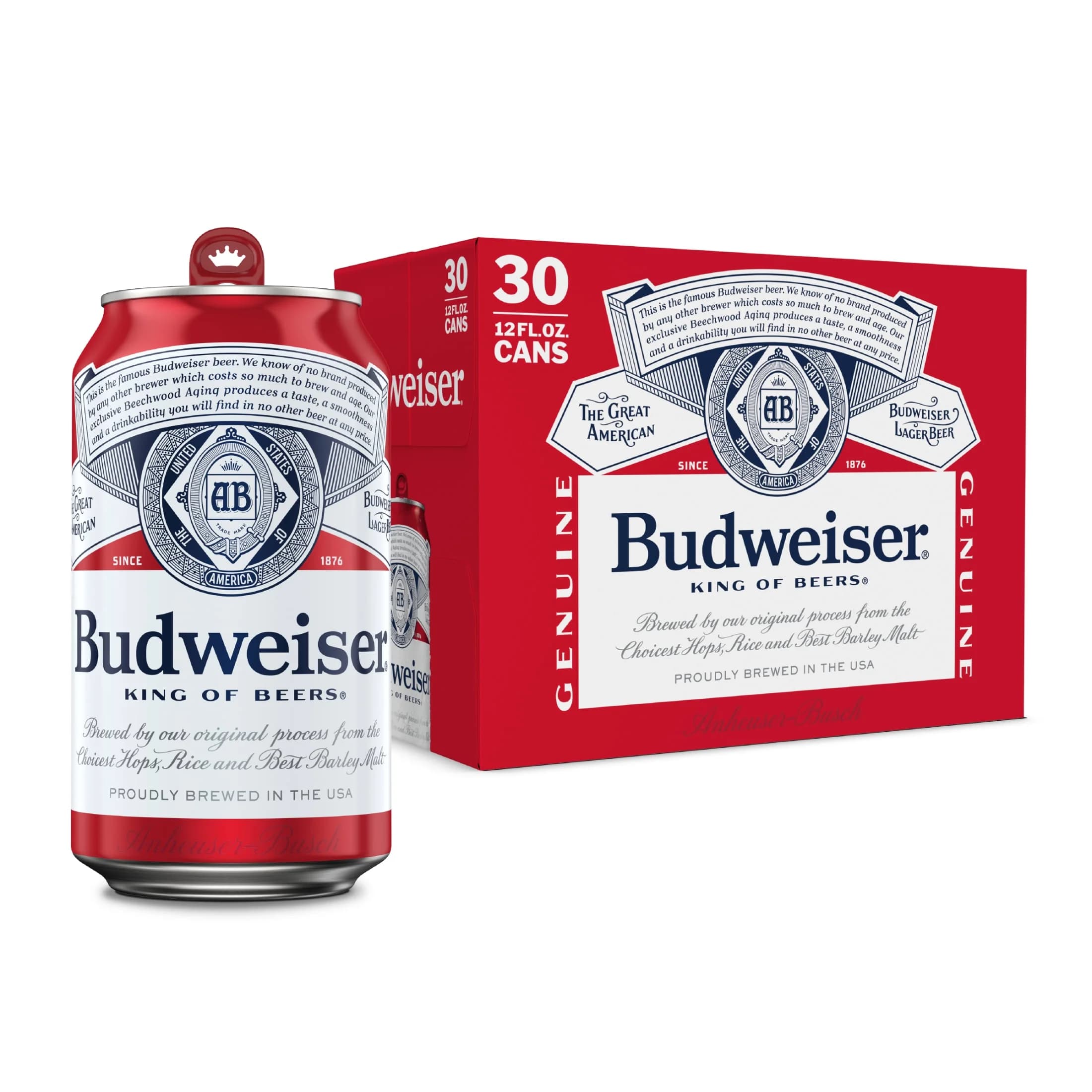 Budweiser Budweiser American Lager Beer 30 pack 12 fl oz Aluminum Cans 5% ABV — ITEM_ID 18200110306