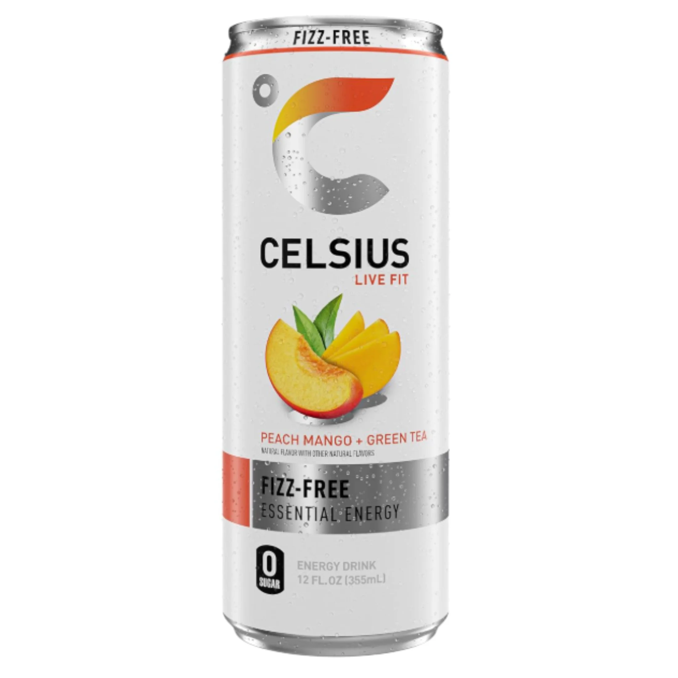 CELSIUS Celsius Essential Energy Drink 12 fl oz, Peach Mango Green Tea — UPC 889392010015