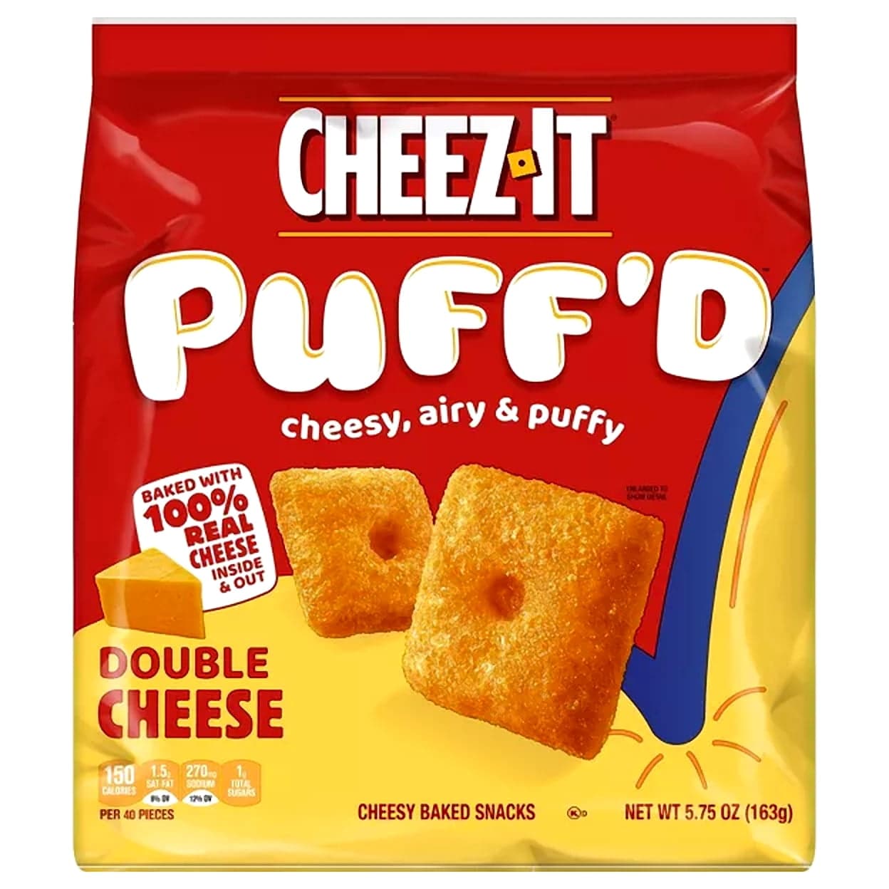 Generic Cheez-It Puff'd Cheesy Baked Snacks, Puffed Snack Crackers Double Cheese, 5.75oz Bag — ITEM_ID 13850567405