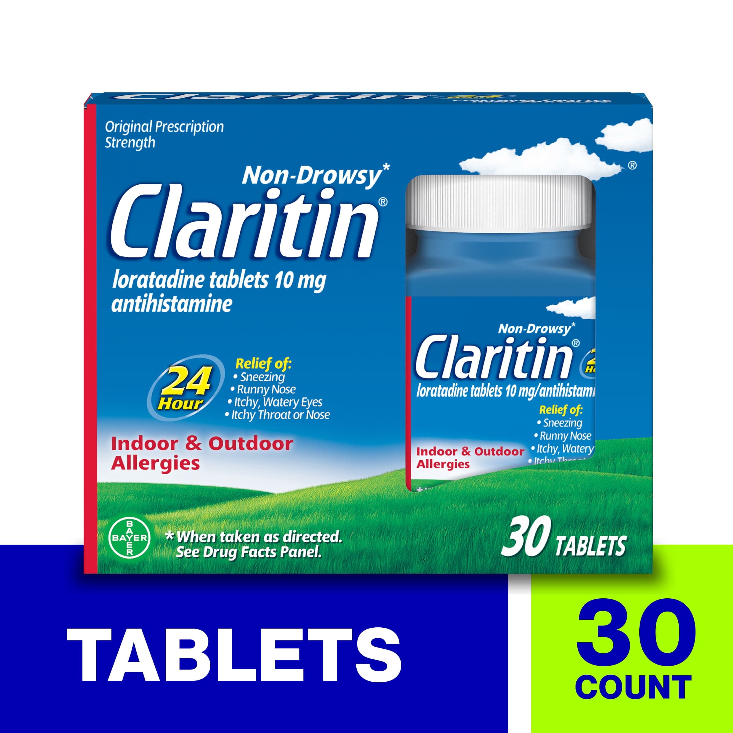 Claritin Claritin Allergy Relief 24 Hour Non-Drowsy Loratadine Antihistamine Allergy Medicine Tablets, 30 Count — ITEM_ID 51409747