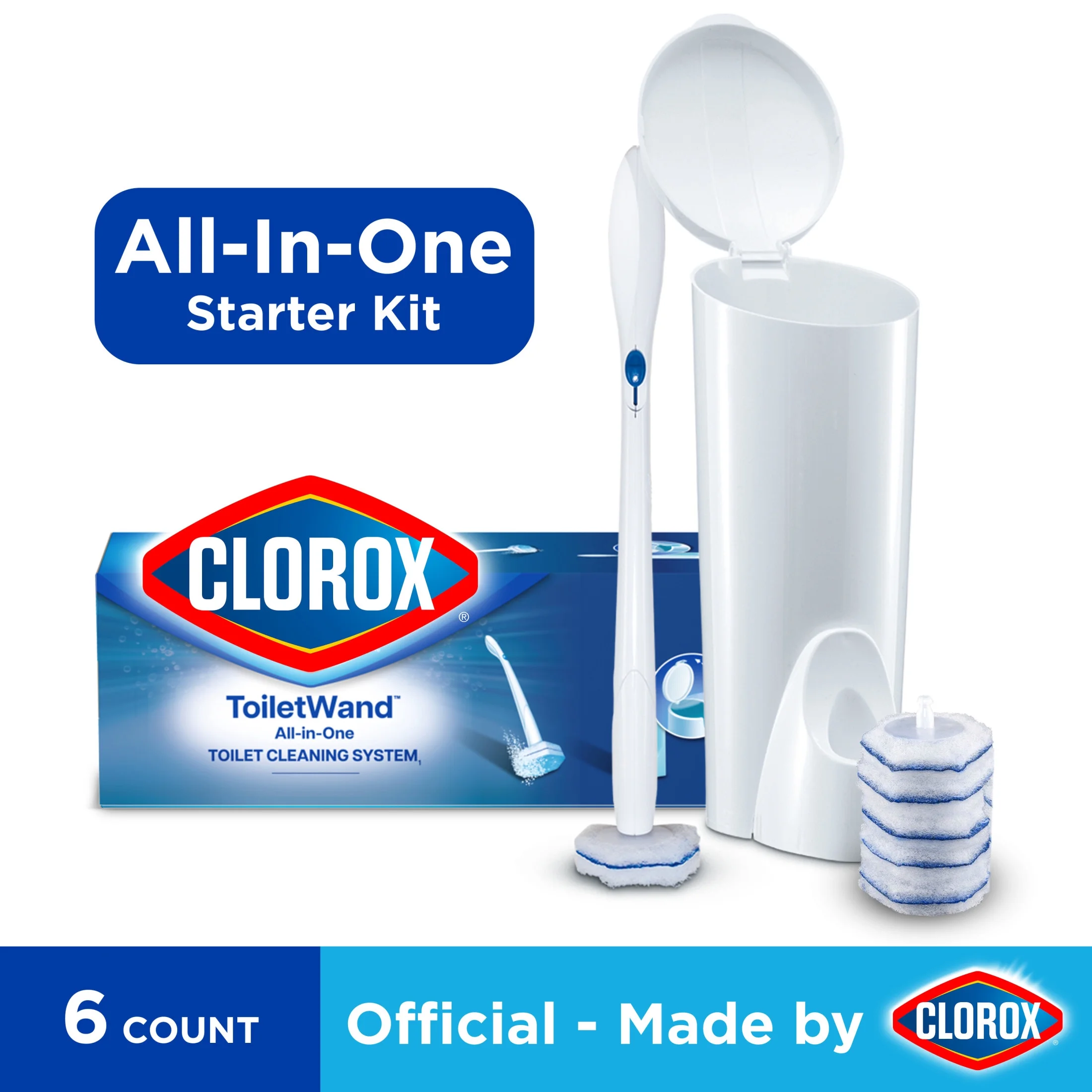 Clorox Clorox ToiletWand Disposable Toilet Cleaning System, ToiletWand, Storage Caddy and 6 Disinfecting ToiletWand Scrubbing Pad Refills — ITEM_ID 44600031910