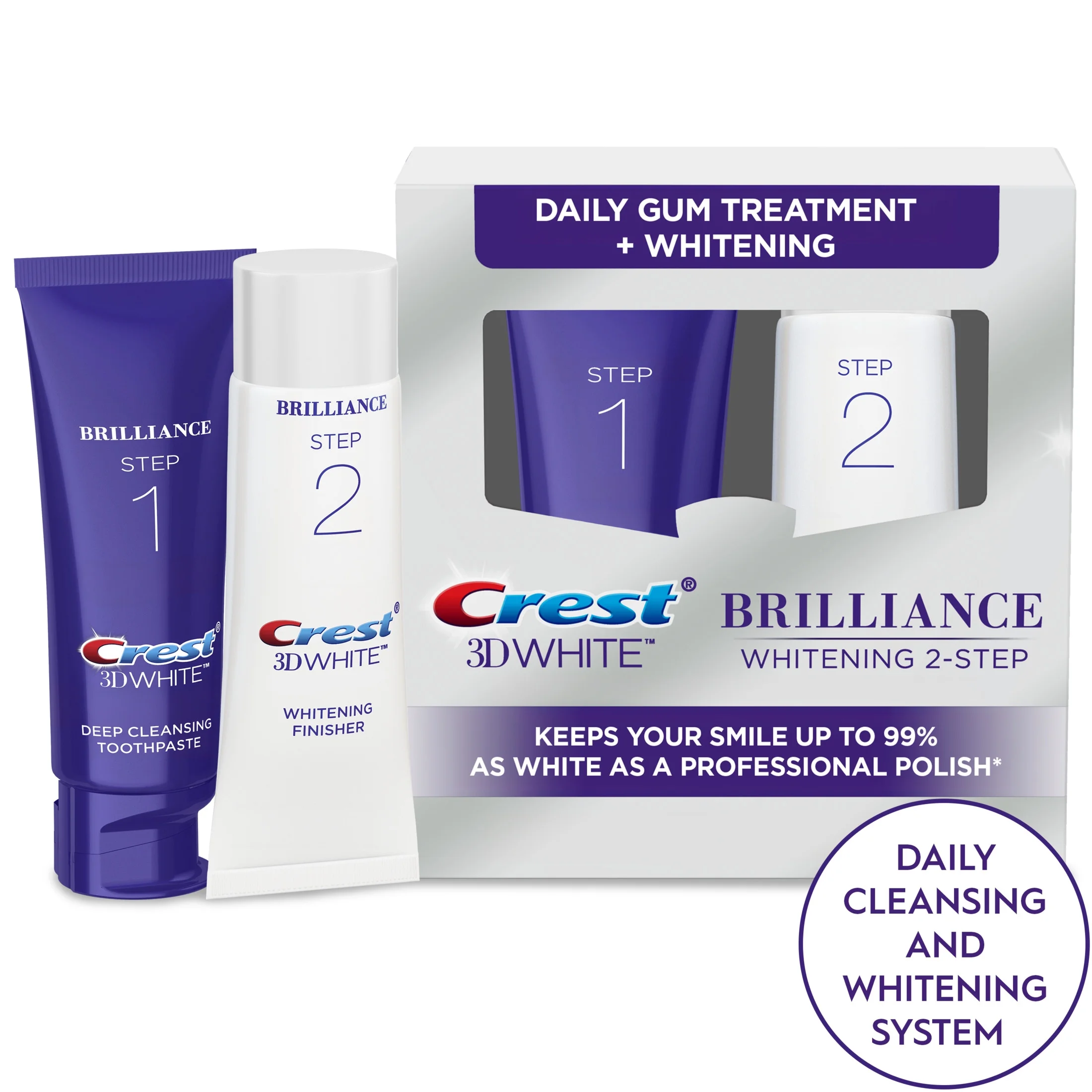 Crest Crest Toothpaste, 3D White Brilliance + Whitening Two-step Toothpaste, 85 mL and 63 mL Tubes — ITEM_ID 37000938781