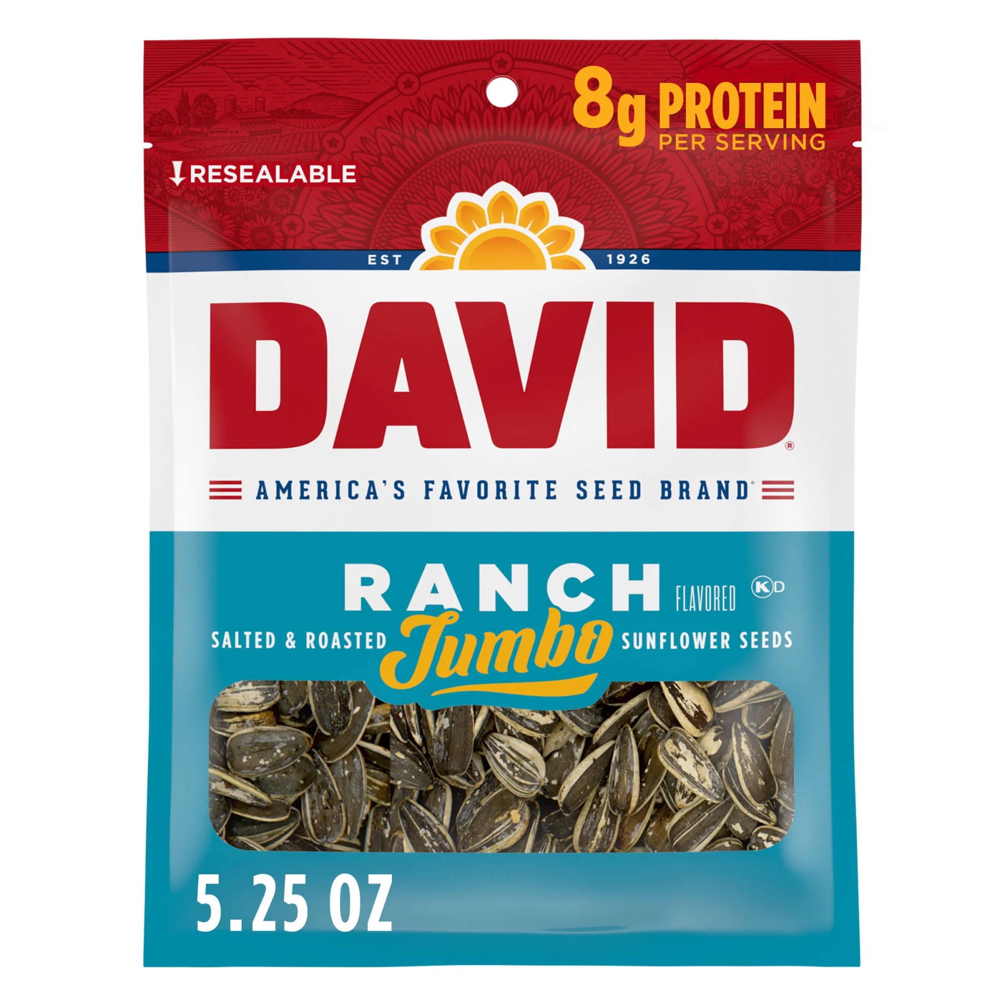 DAVID Seeds DAVID Jumbo Sunflower Seeds, Ranch Flavor, 5.25 oz. — ITEM_ID 26200467726