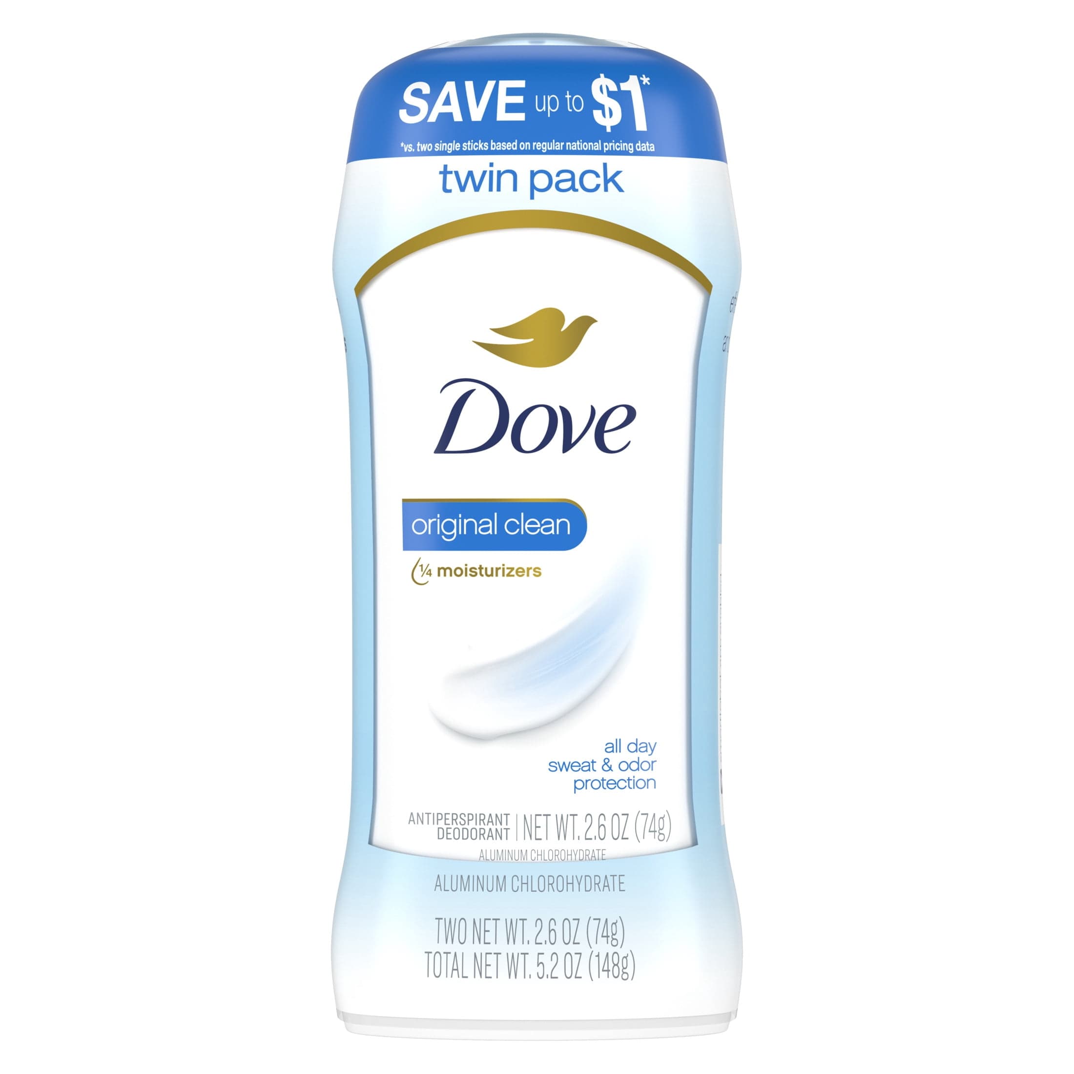 Dove Dove Invisible Solid Antiperspirant Deodorant Stick For Women, Original Clean, For All Day Underarm Sweat & Odor Protection ,2.6 oz 2 Count — ITEM_ID 10804505