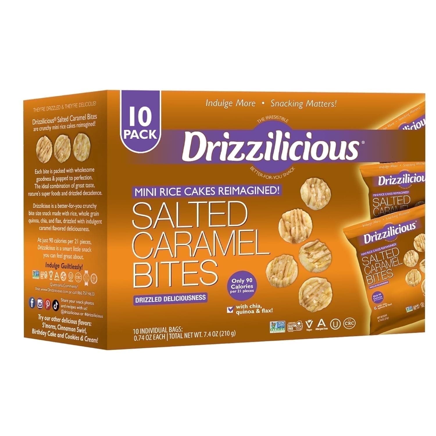 Drizzilicious Drizzilicious Mini Rice Cakes, Salted Caramel Flavored Rice Cake Gluten Free Snacks, Rice Crisps 10-Pack — ITEM_ID 366992026