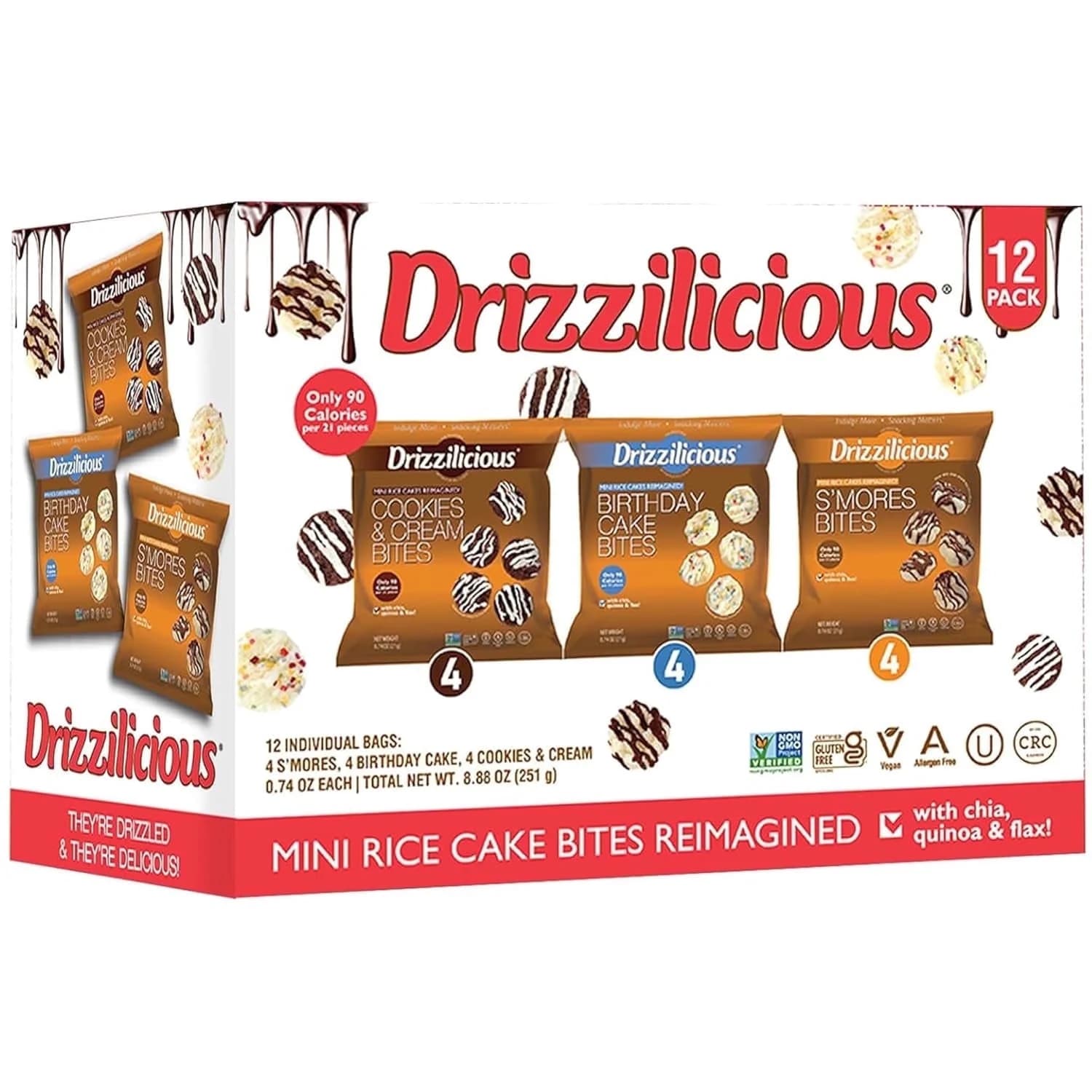 Drizzilicious Drizzilicious Mini Rice Cakes Variety Pack, 12 Count, Assorted Flavors — ITEM_ID 15963353749