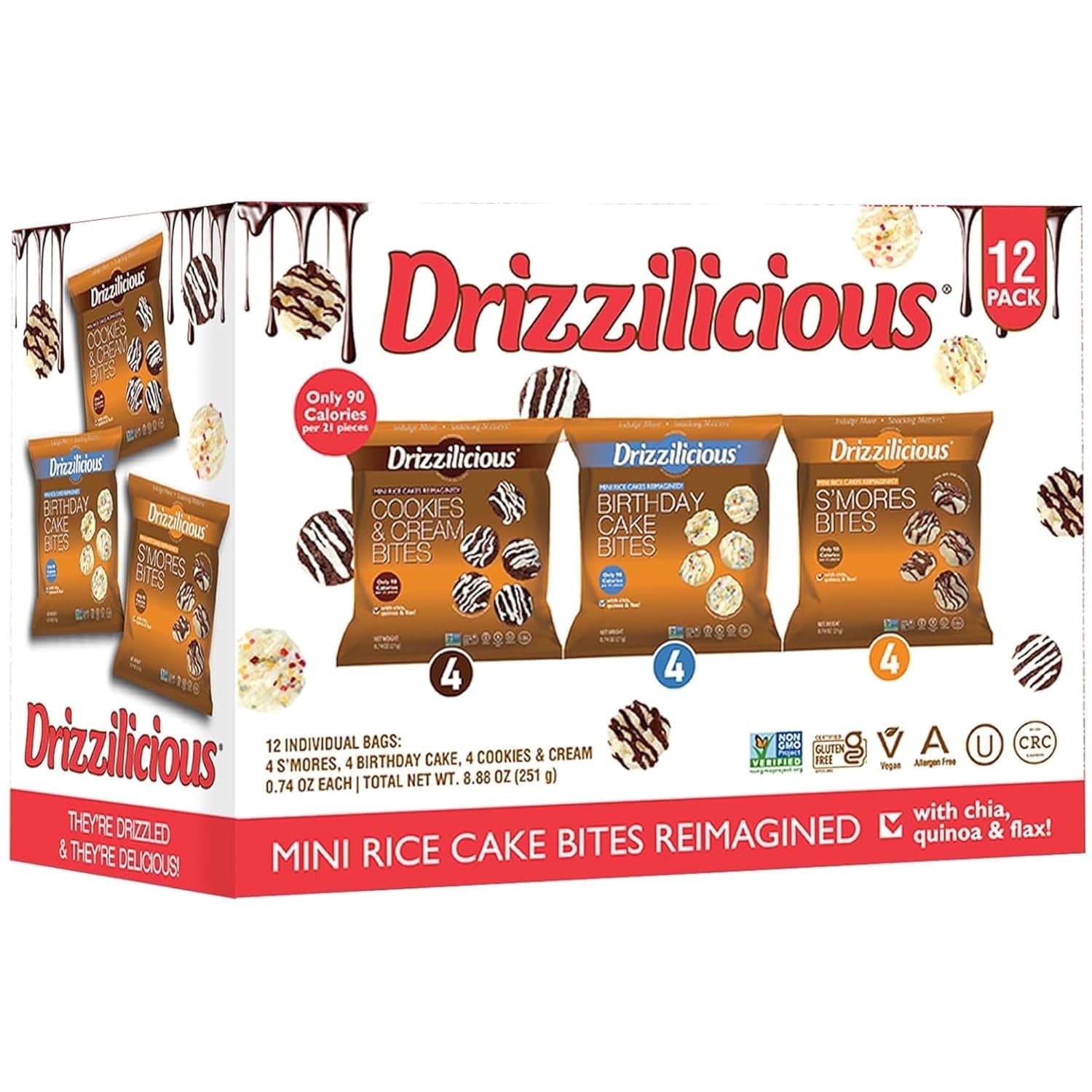 Drizzilicious Drizzilicious Mini Rice Cakes Variety Pack, 12 Count, Assorted Flavors — ITEM_ID 15963353749