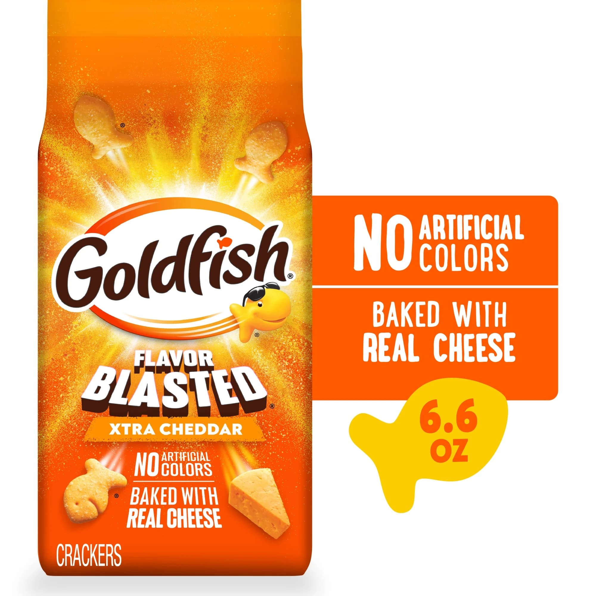 Goldfish Goldfish Flavor Blasted Xtra Cheddar Cheese Crackers, 6.6 oz Bag — ITEM_ID 14100085485