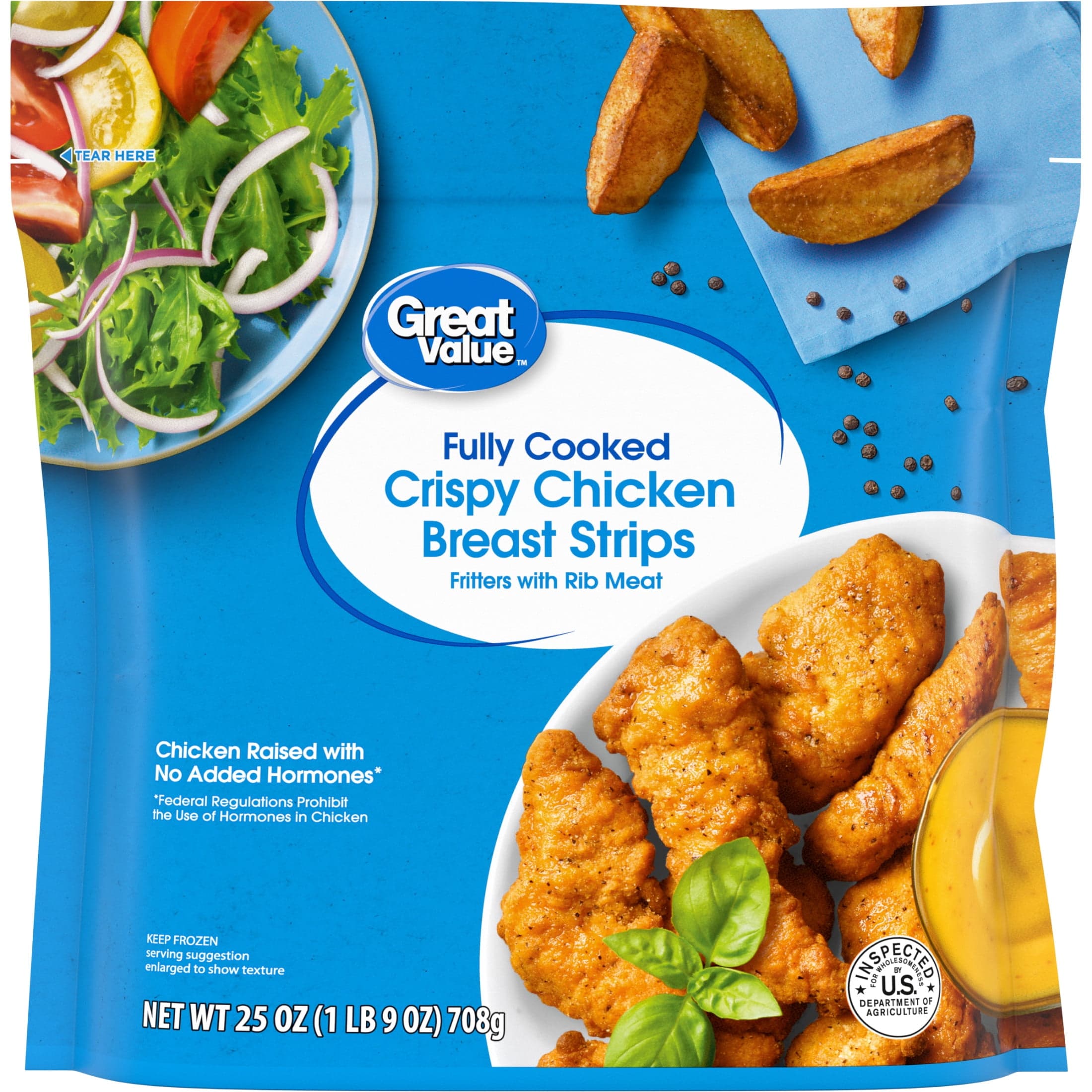 Great Value Great Value Fully Cooked Chicken Strips, 25 oz (Frozen) — ITEM_ID 11027865