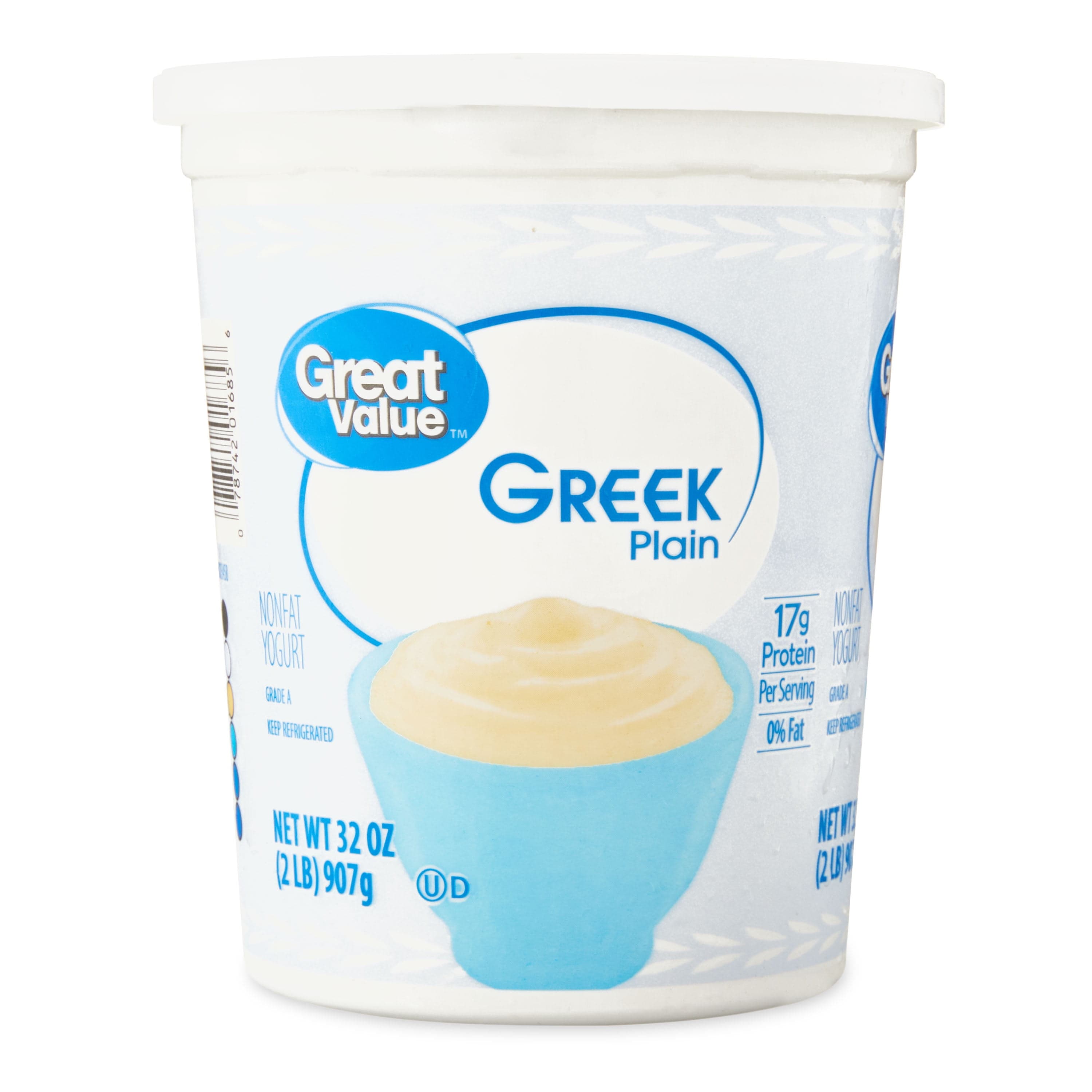 Great Value Great Value Plain Nonfat Greek Yogurt, 32 oz Tub — ITEM_ID 26559565