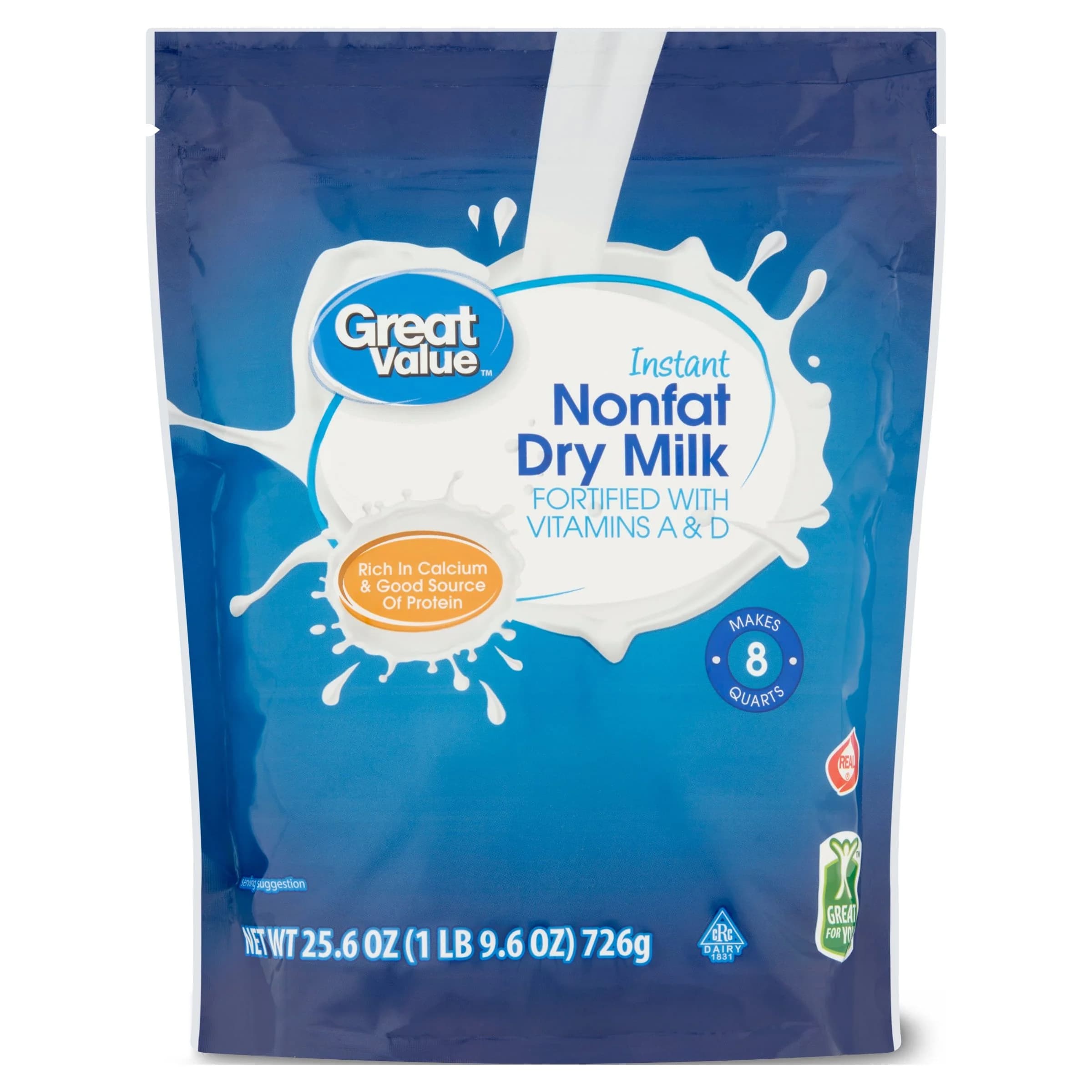 Great Value Great Value Instant Nonfat Dry Milk, 25.6 oz Bag, Makes 8 Quarts — ITEM_ID 78742010250