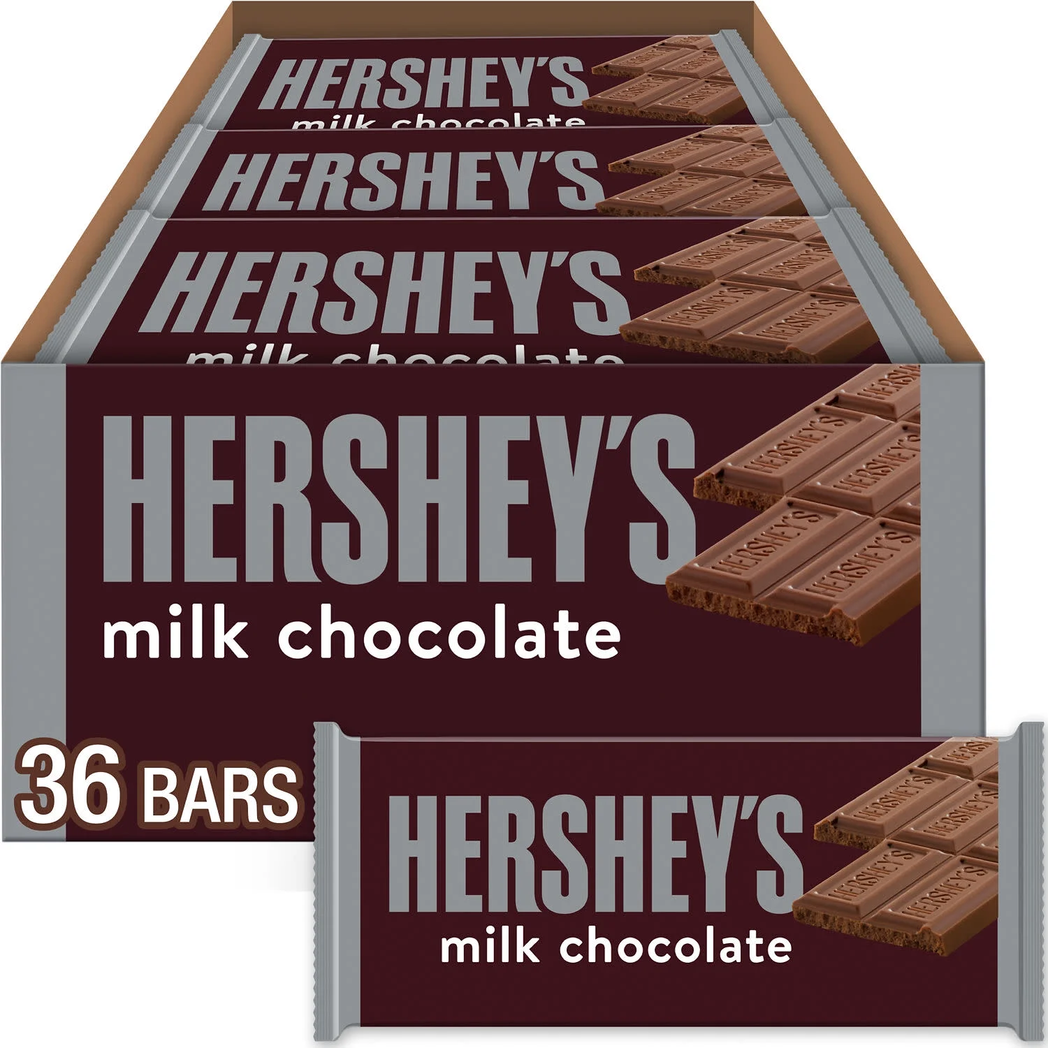 Hershey's Hershey's Milk Chocolate Candy, Bars 1.55 oz, 36 Count — ITEM_ID 34000240005