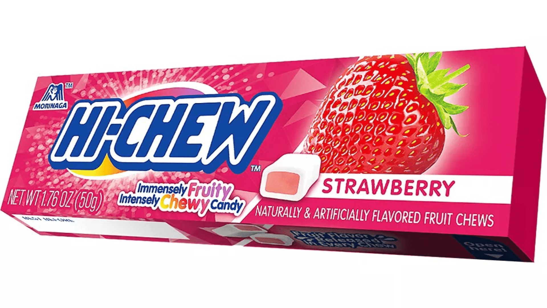 Morinaga Hi-Chew Strawberry Candy, 1.76 oz, 0 Trans-Fat, Contains Soybeans — UPC 873983000028