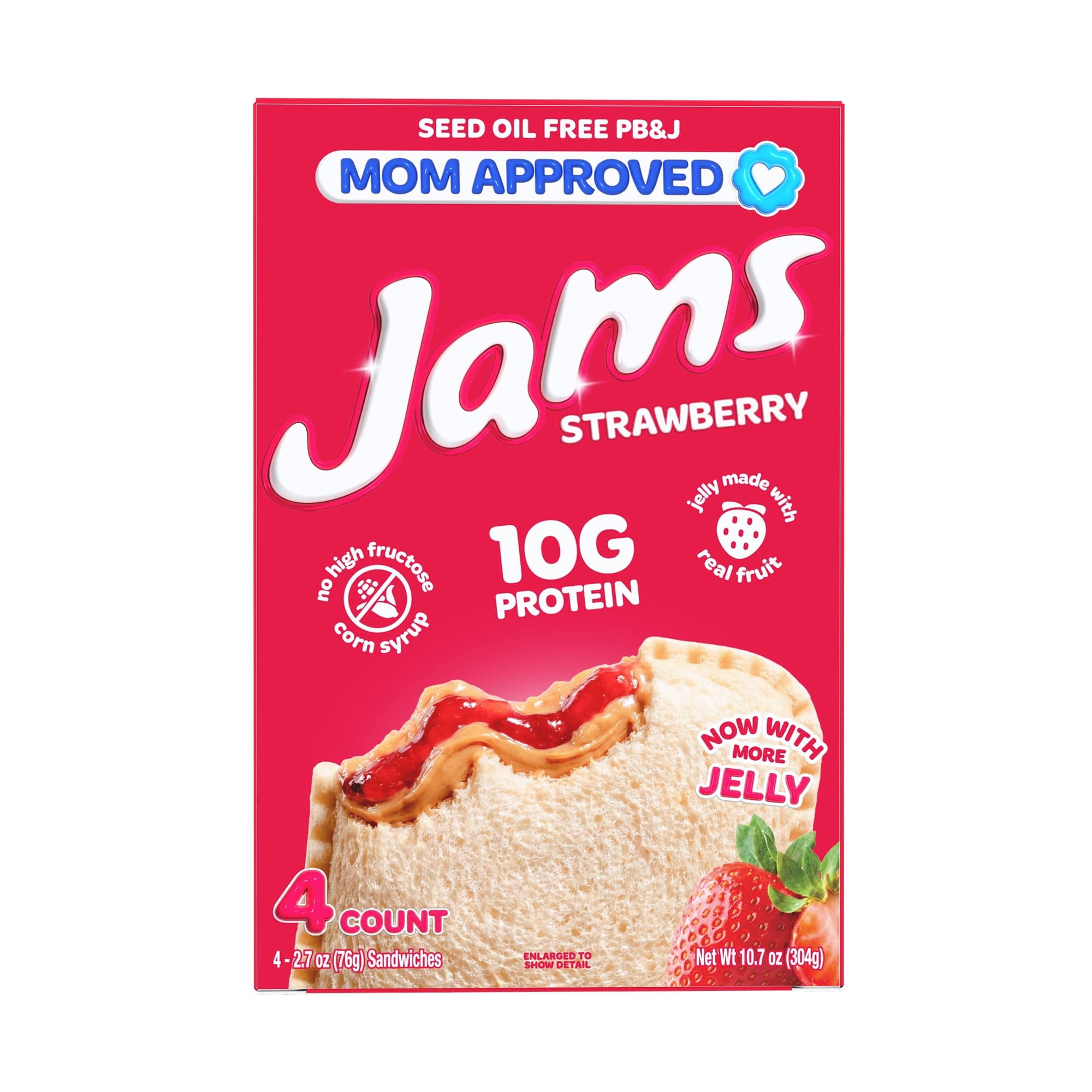 Jams Jams Strawberry Protein 10g PB&J Frozen Sandwiches 4 count, 10.8 oz — ITEM_ID 15163121513