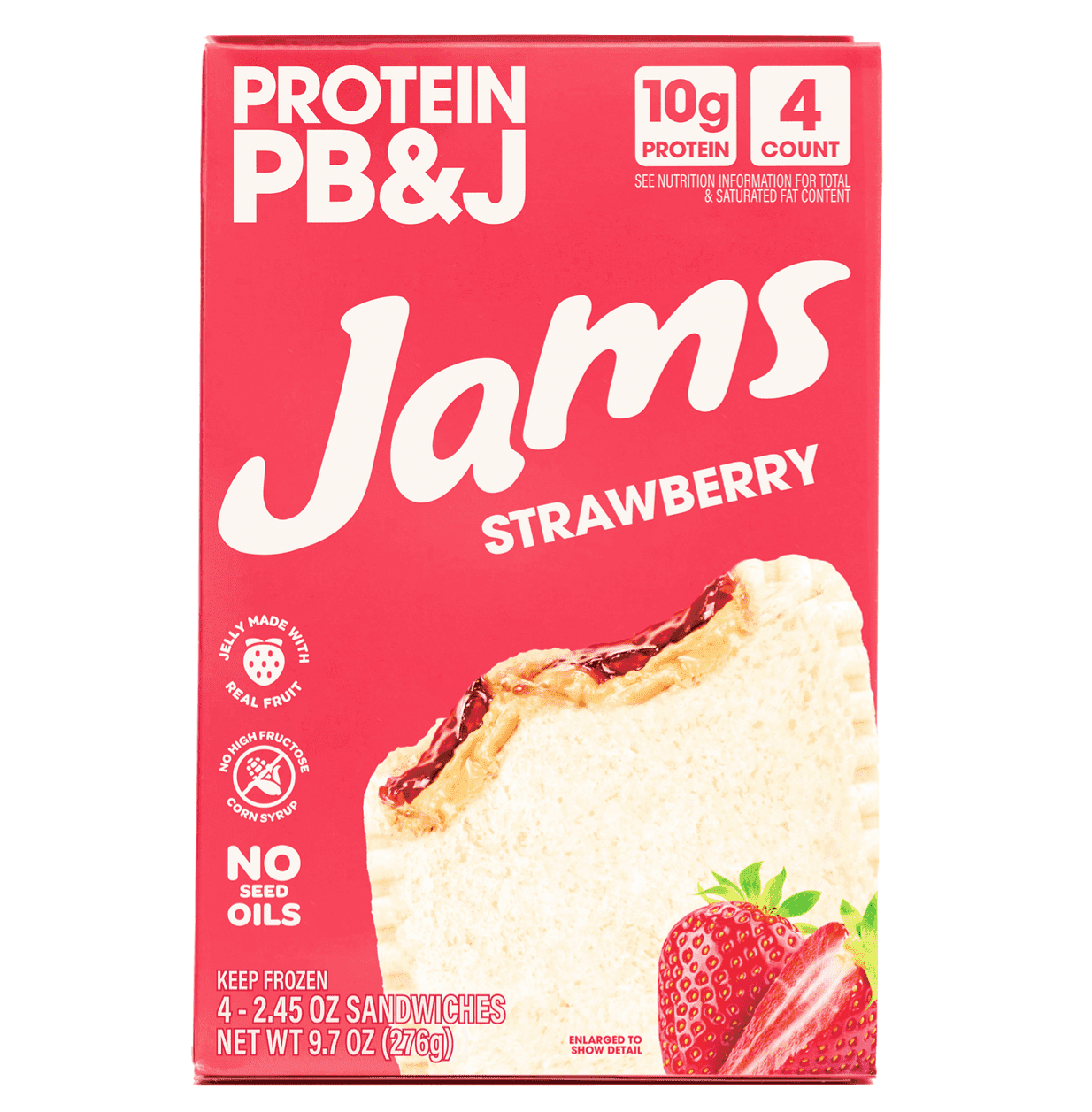 Jams Jams Strawberry 10g Protein Frozen PB&J Sandwiches, 4 Count, 9.7 Oz — ITEM_ID 15163121513