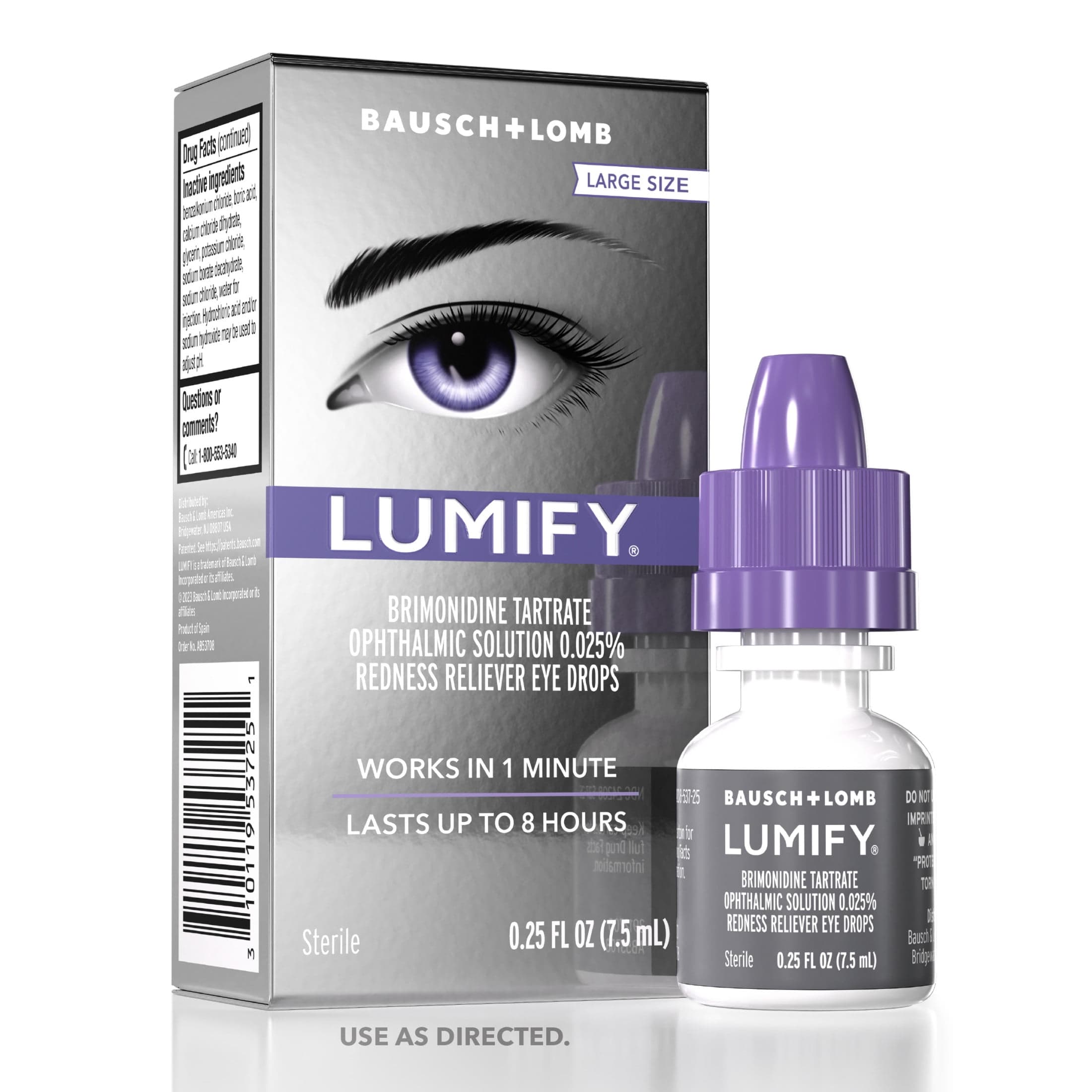 LUMIFY LUMIFY Eye Drops for Redness Relief and Whiter and Brighter Looking Eyes, .25 fl oz (7.5 ml) — UPC 310119537251