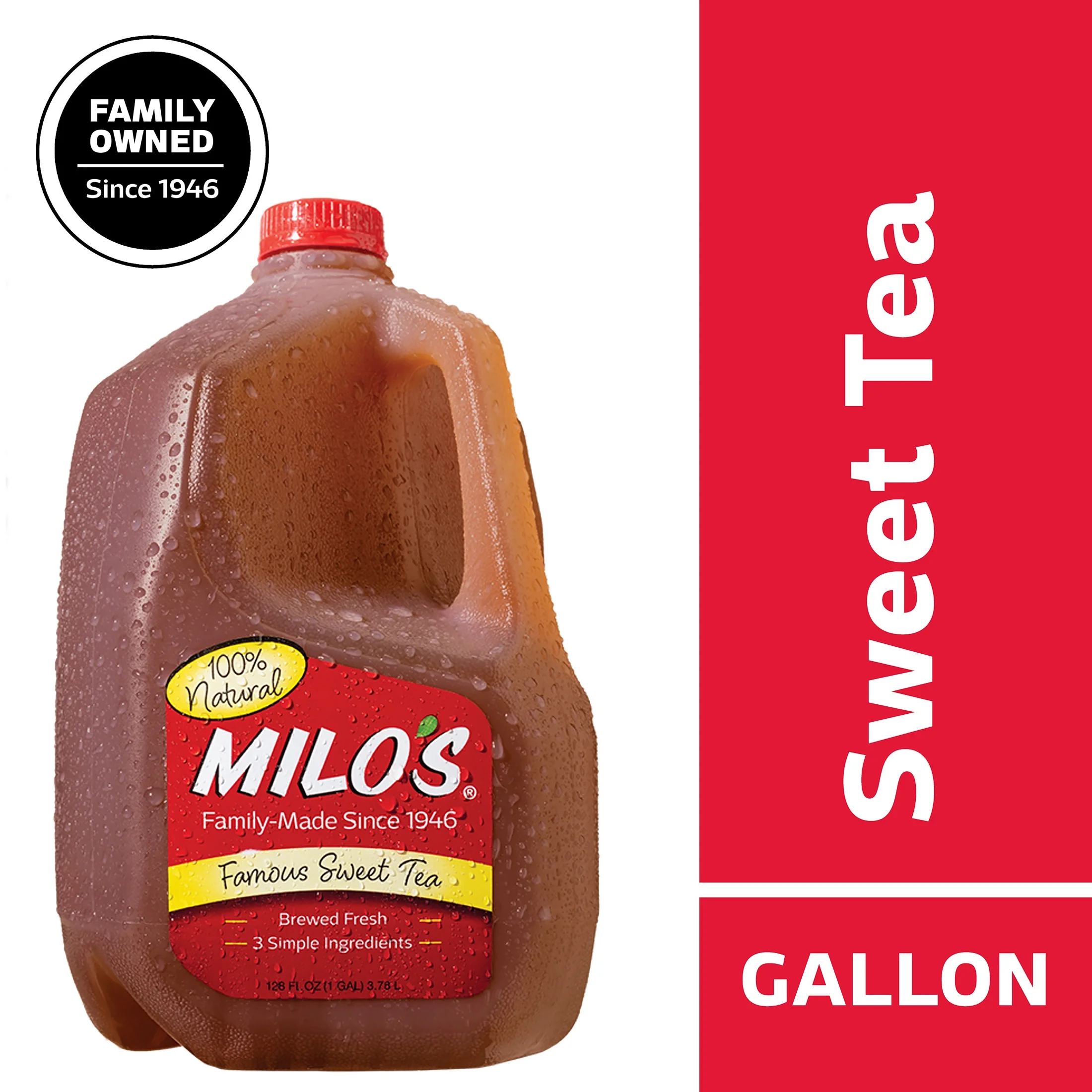 Milo's Milo's Famous Sweet Tea, Refrigerated Iced Tea, 128 fl oz Gallon, 100% Natural, No Preservatives, Brewed Fresh Daily — ITEM_ID 21804014