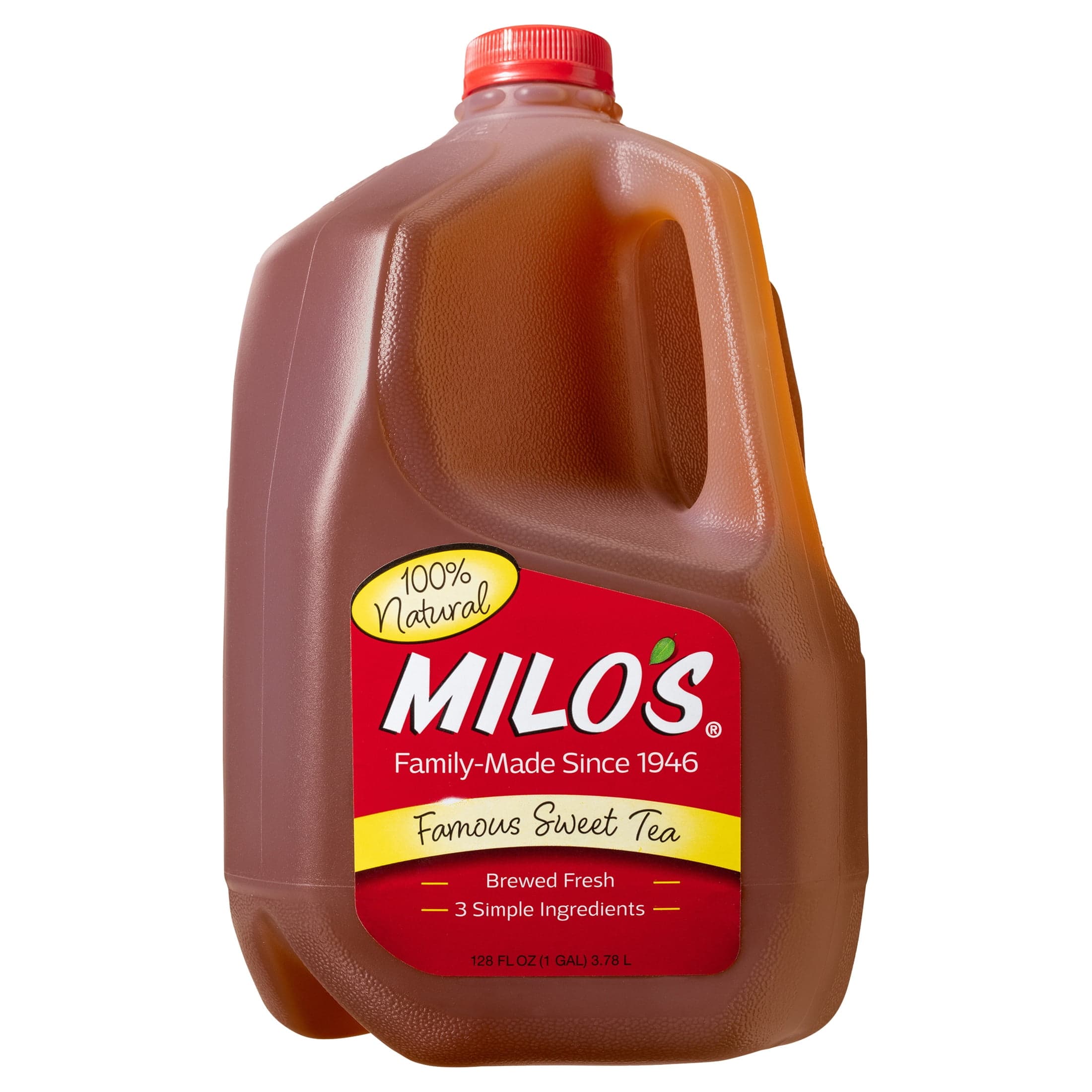 Milo's Milo's Famous Sweet Tea, Refrigerated Iced Tea, 128 fl oz Gallon, 100% Natural, No Preservatives, Brewed Fresh Daily — ITEM_ID 21804014