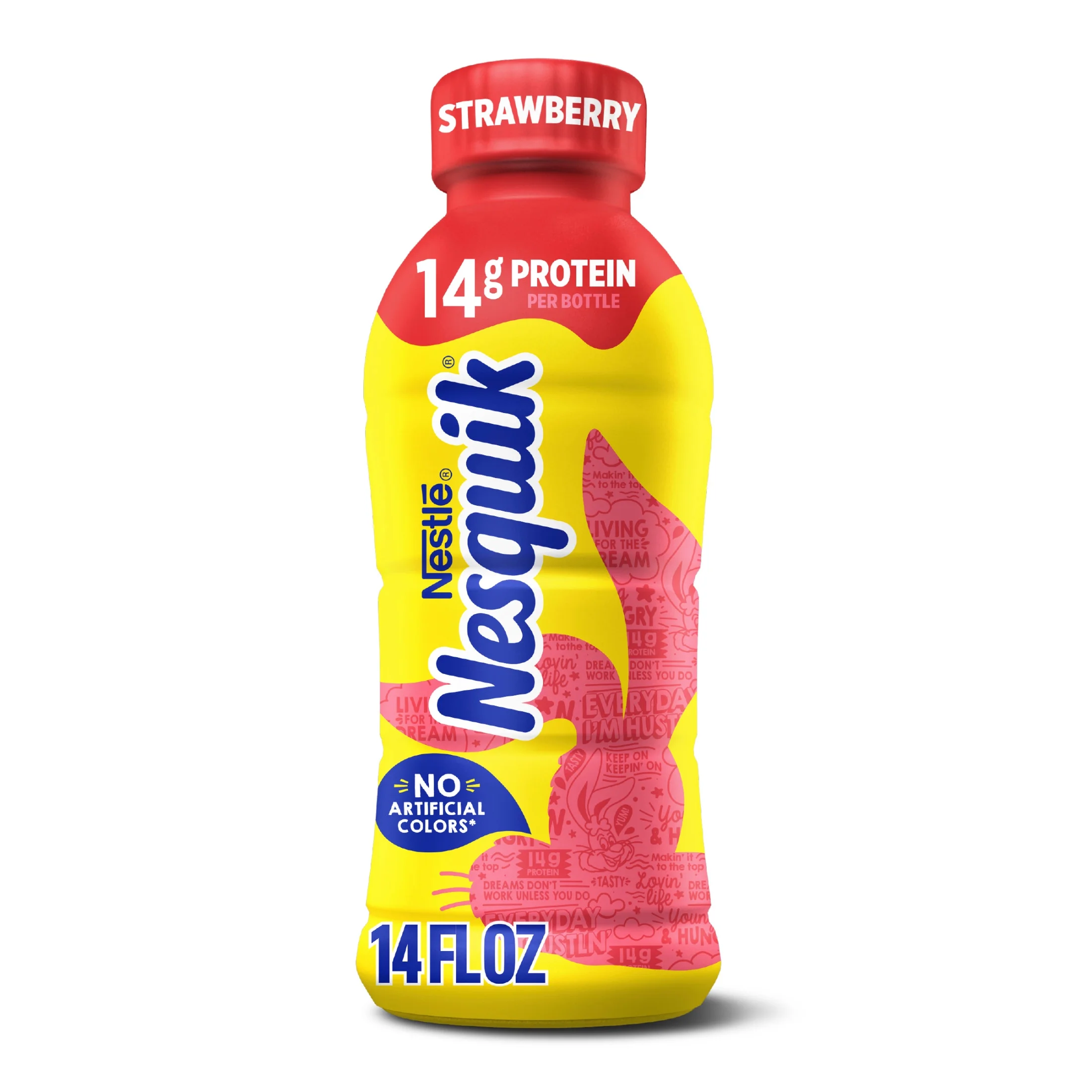 Nesquik Nesquik Strawberry Milk, Lowfat Milk Beverage, Breakfast Drink, Strawberry Drink 14 fl oz — ITEM_ID 28000515751
