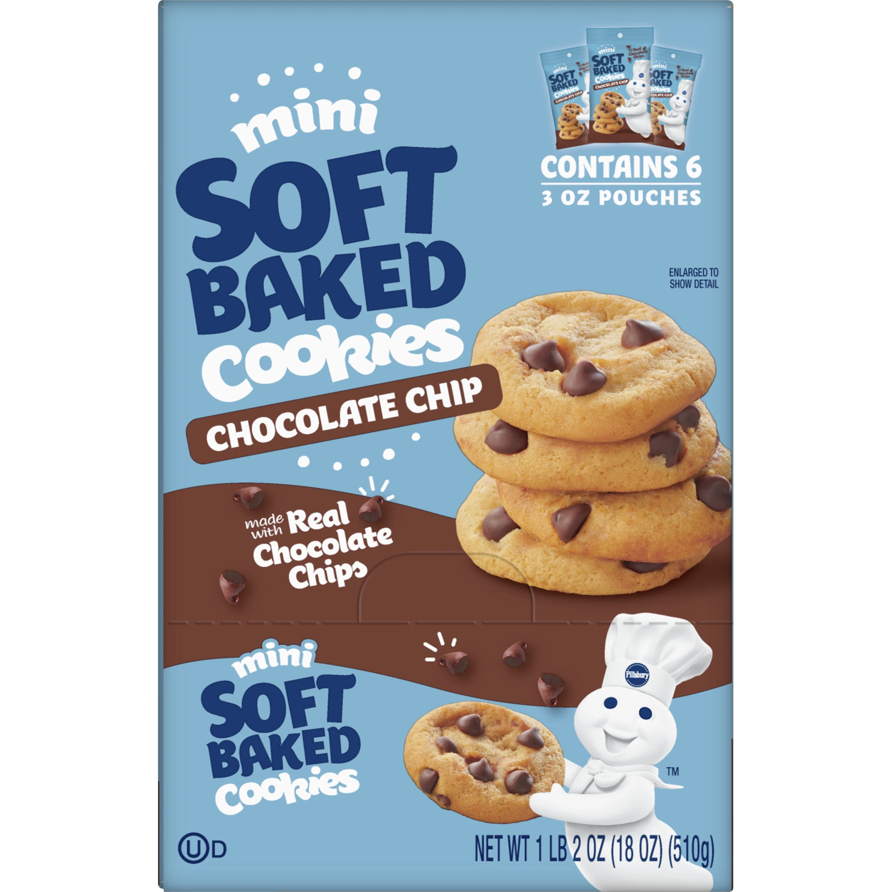 Pillsbury Pillsbury Mini Soft Baked Cookies, Chocolate Chip, Snack Bags, 6 ct — ITEM_ID 18000322749