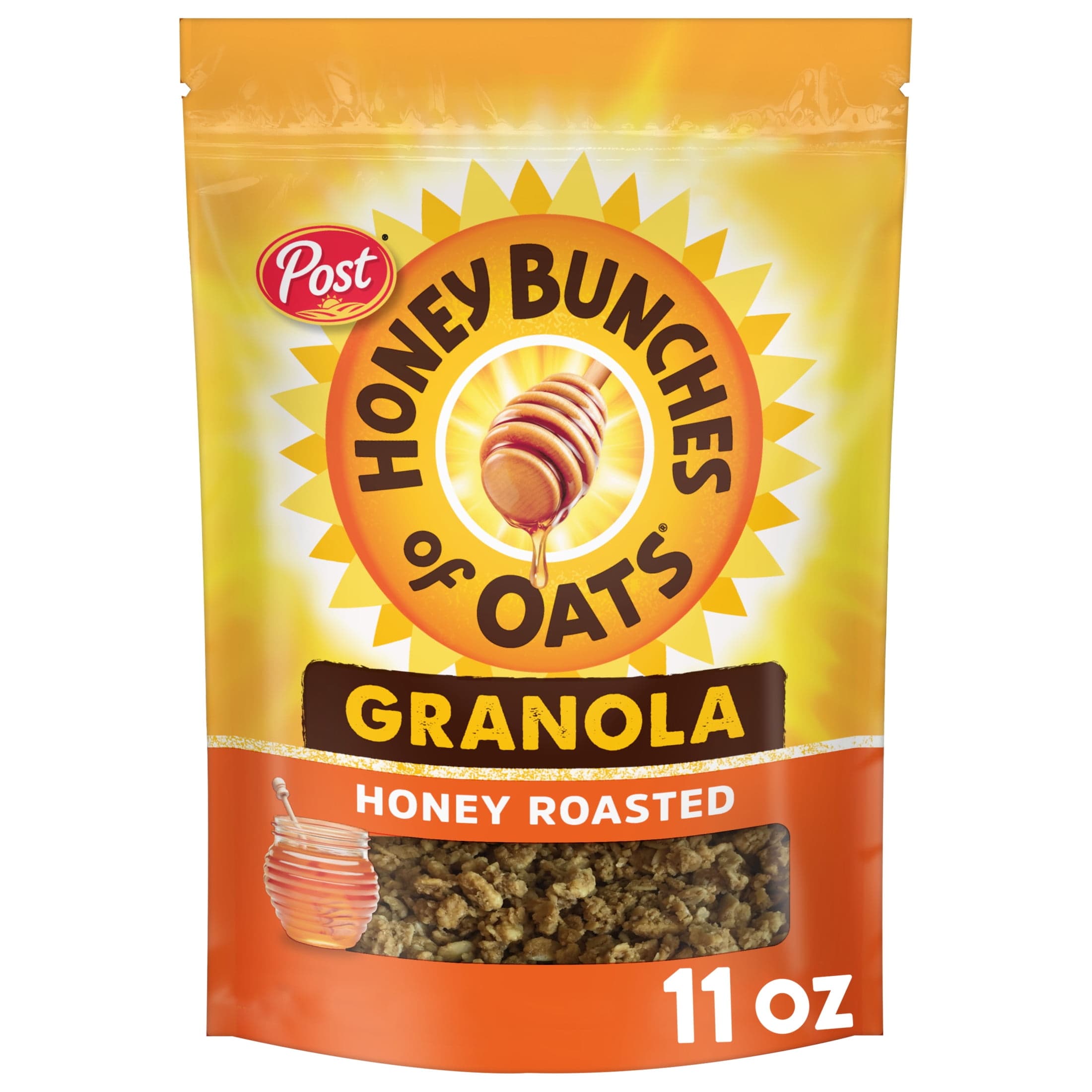 Honey Bunches of Oats Honey Bunches of Oats Honey Roasted Granola Cereal with Whole Grains, Resealable 11 oz Bag — UPC 884912003416