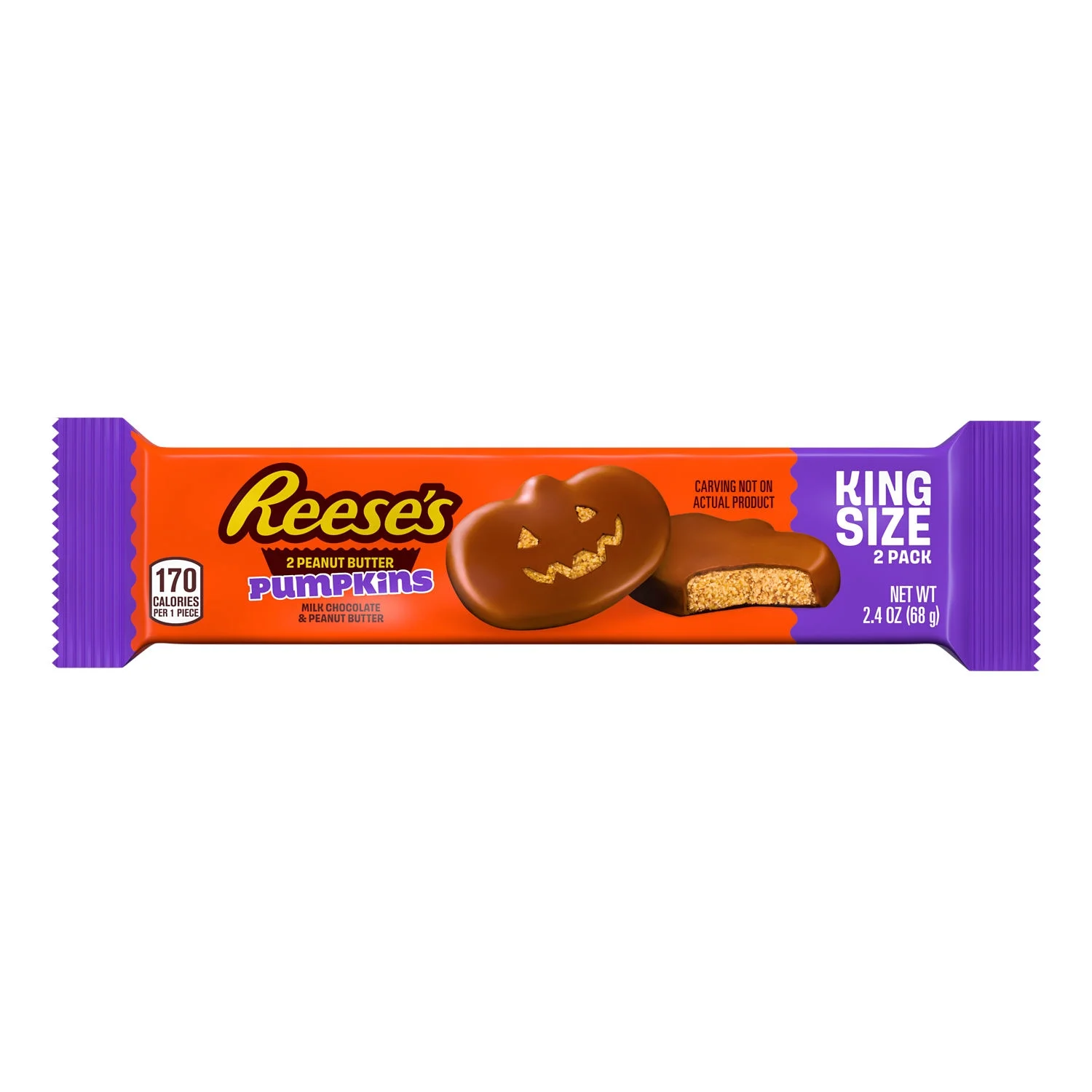 Reese's Reese's Milk Chocolate King Size Peanut Butter Pumpkins, Halloween Candy Pack, 2.4 oz — ITEM_ID 34000473687