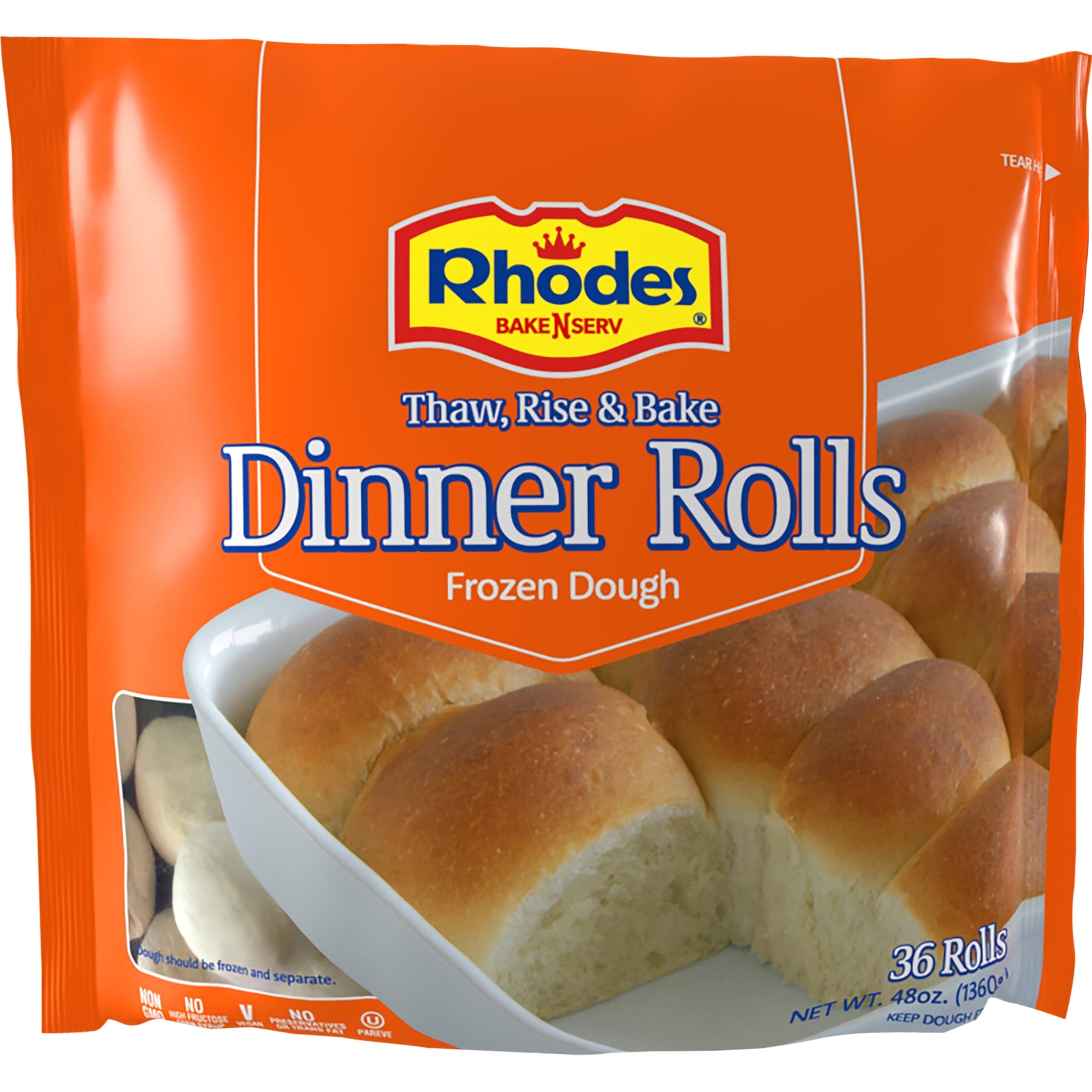 Rhodes Bake-N-Serv Rhodes Bake-N-Serv Yeast Dinner Rolls, 3 lbs, 36 Count Bag (Frozen) — ITEM_ID 10805116