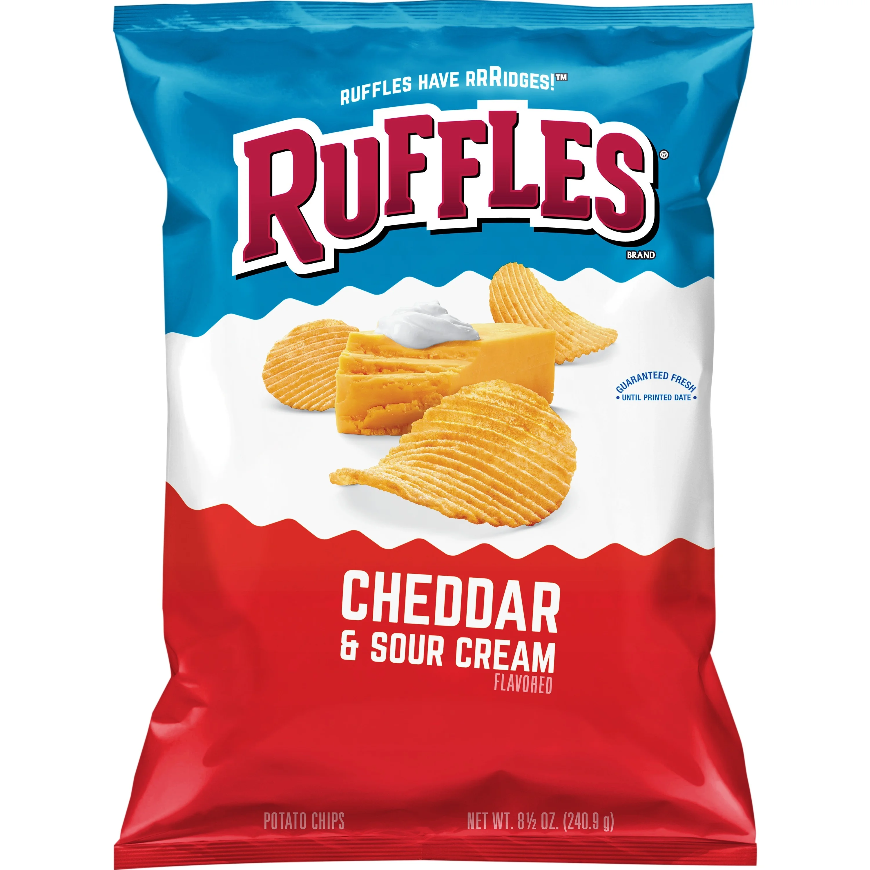 Ruffles Ruffles Potato Chips, Cheddar and Sour Cream, 8.5 oz Bag — ITEM_ID 28400159609