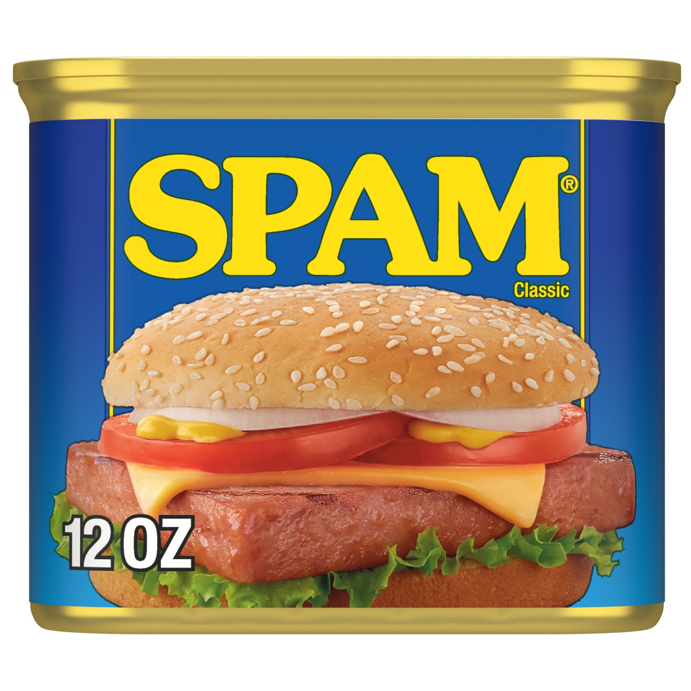 SPAM SPAM Classic Canned Meats, 7 G of Protein (14% DV) Per Serving, Shelf-Stable, 12 oz Aluminum Can — ITEM_ID 10290926