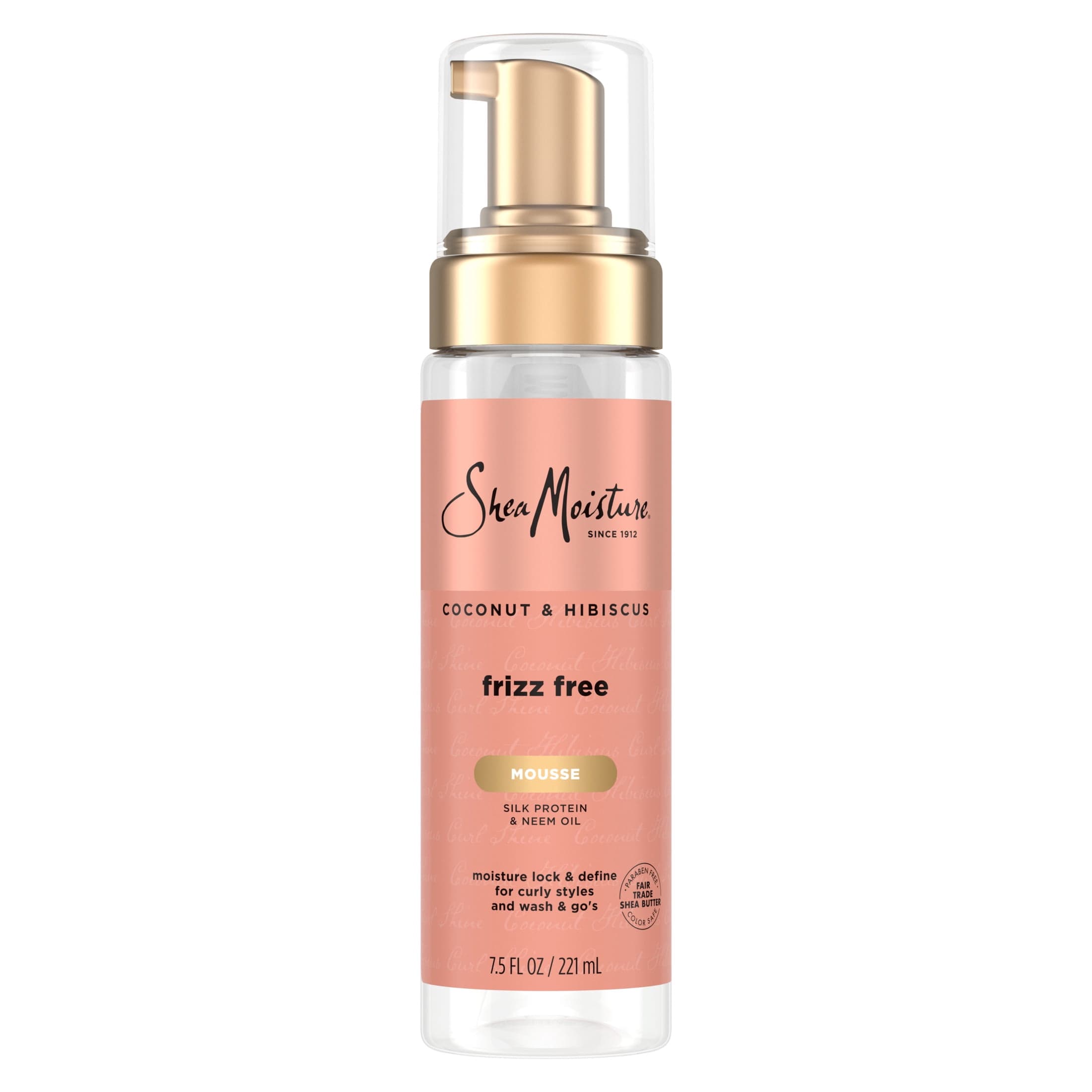 SheaMoisture SheaMoisture Curl Mousse for Frizz Control Coconut and Hibiscus Styling Mousse with Shea Butter, 7.5 Fl oz — UPC 764302290612