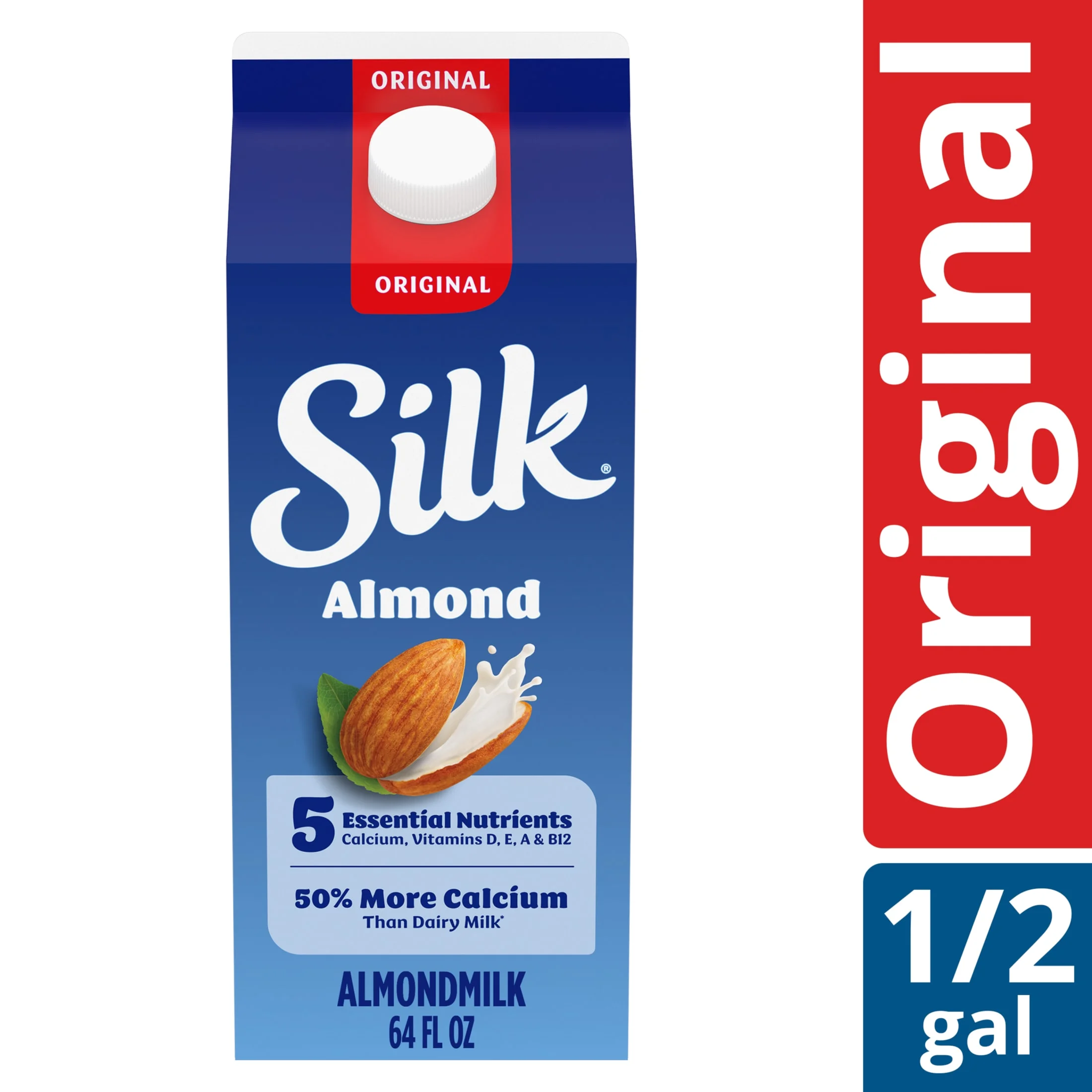 Silk Silk Dairy Free, Gluten Free, Original Almond Milk, Plant Based Milk, 64 fl oz Half Gallon — ITEM_ID 25293000988
