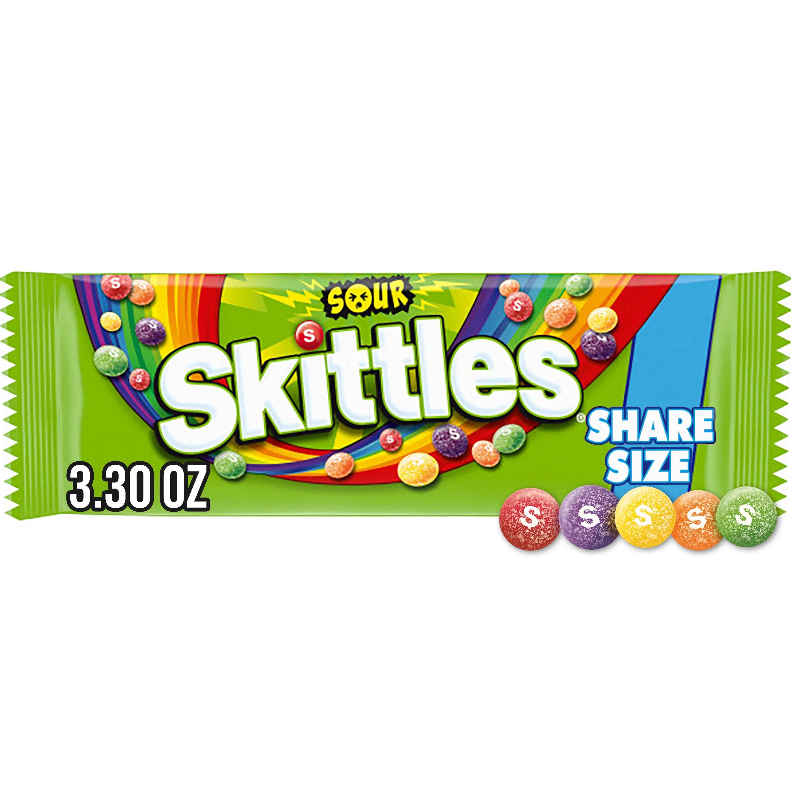SKITTLES SKITTLES Sour Candy, Fruit Chewy Candies, Share Size, 3.3 oz Bag — ITEM_ID 40000004660