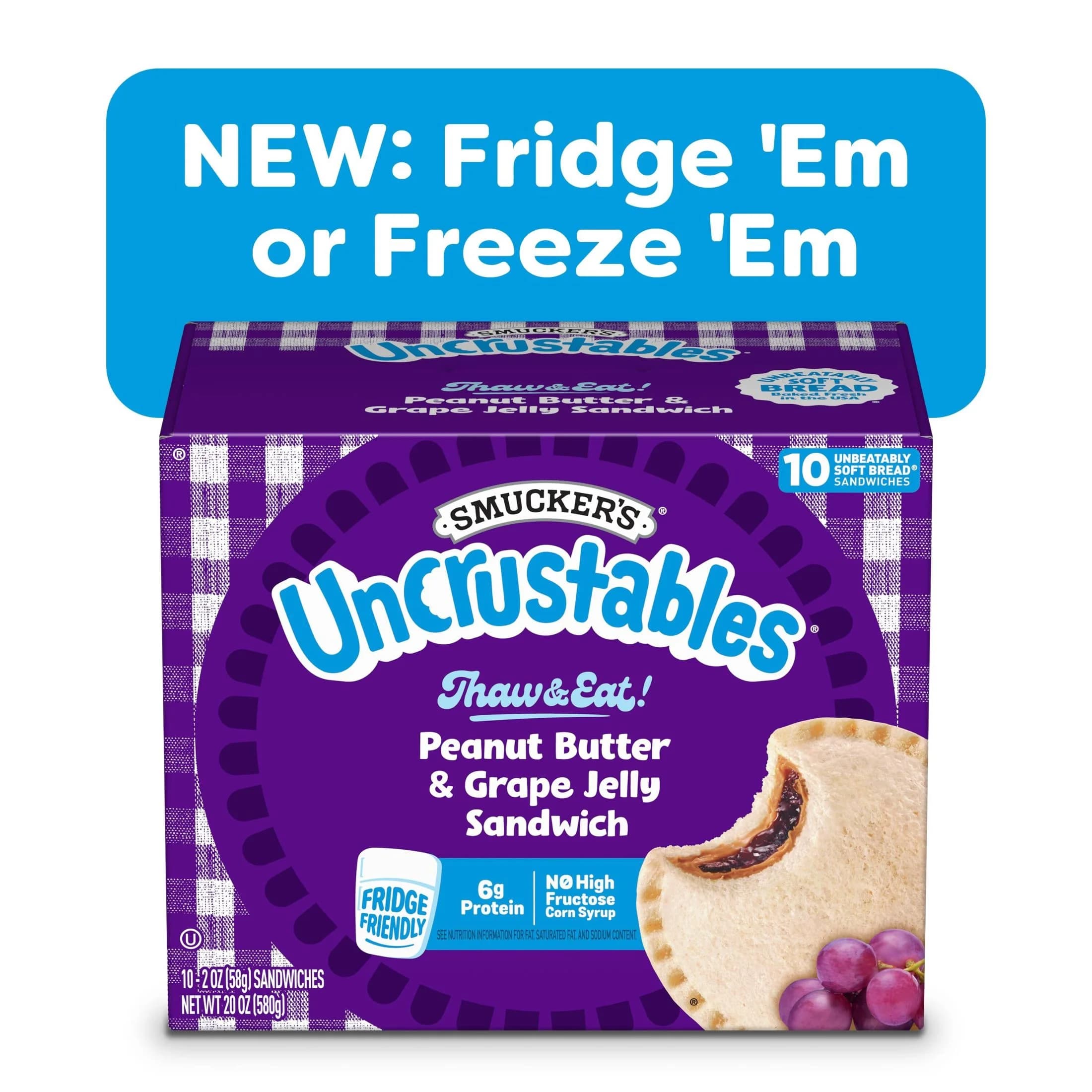 Smucker's Smuckers Uncrustables Peanut Butter & Grape Jelly Sandwiches, 10 Count, 2 oz Each, Frozen — ITEM_ID 51500048177