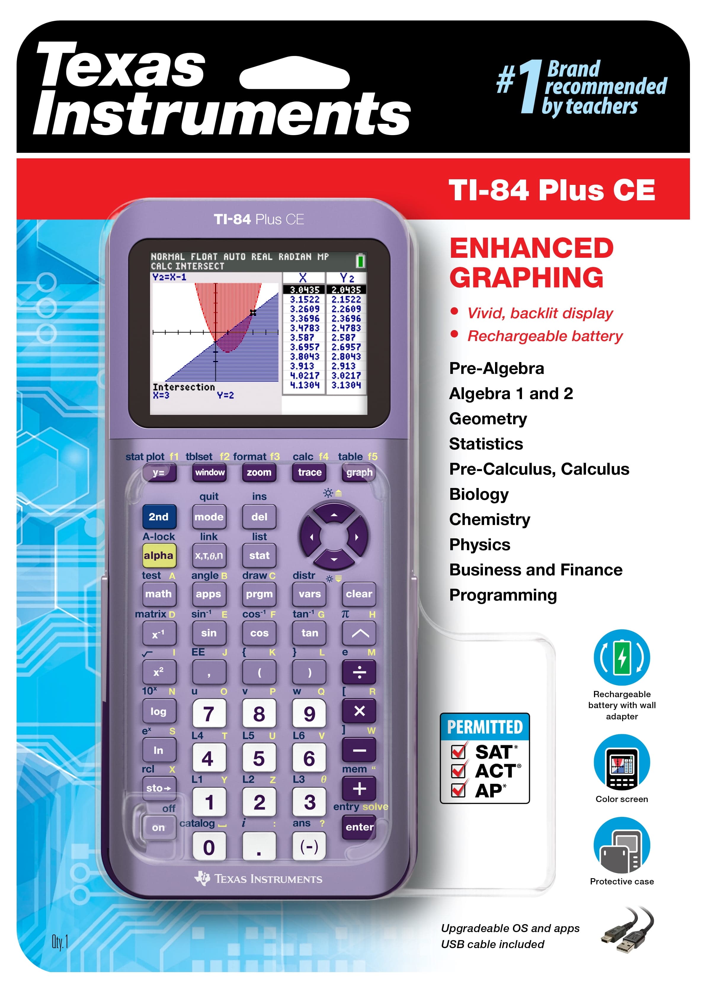Texas Instruments Purple TI-84 Plus CE Graphing Calculator
