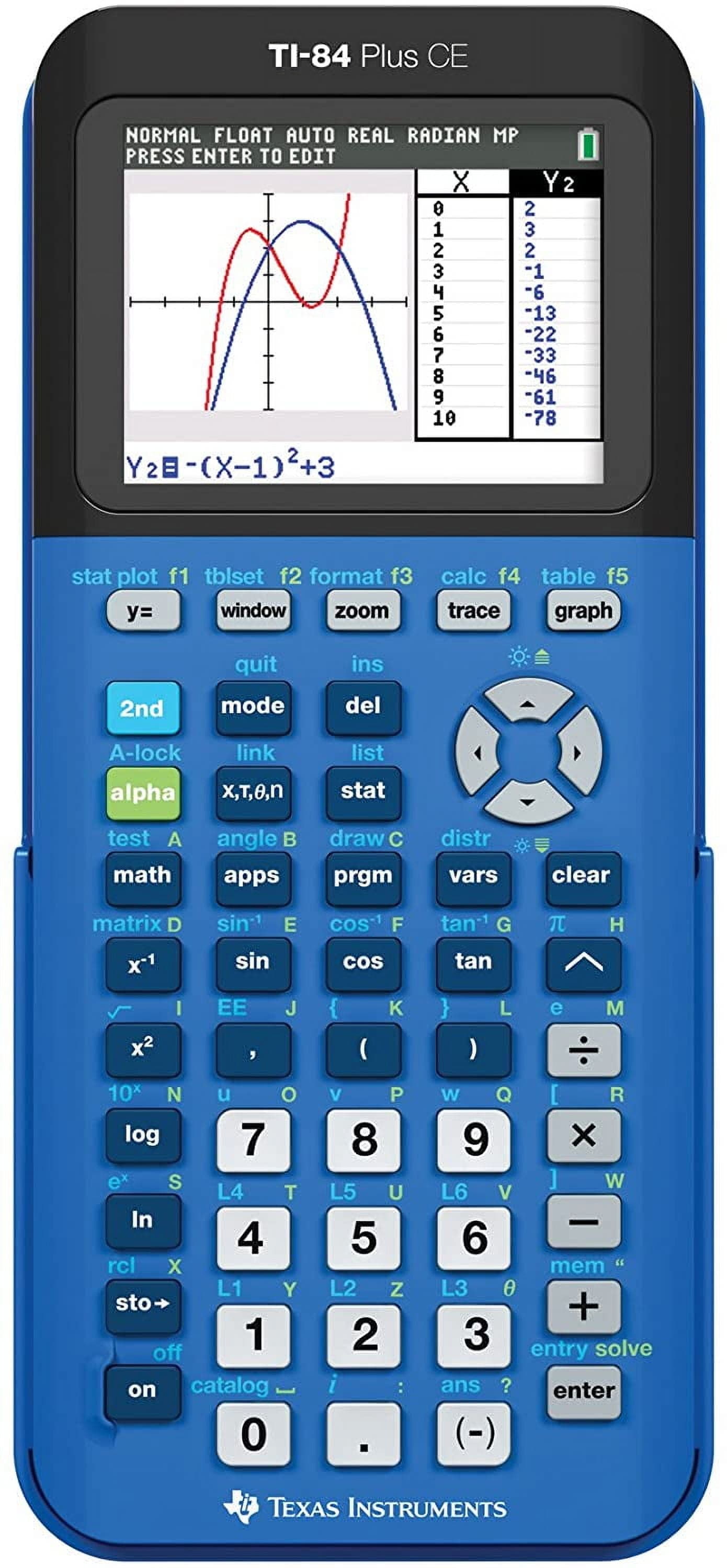 Texas Instruments TI-84 Plus CE Color Graphing Calculator, Bionic Blue