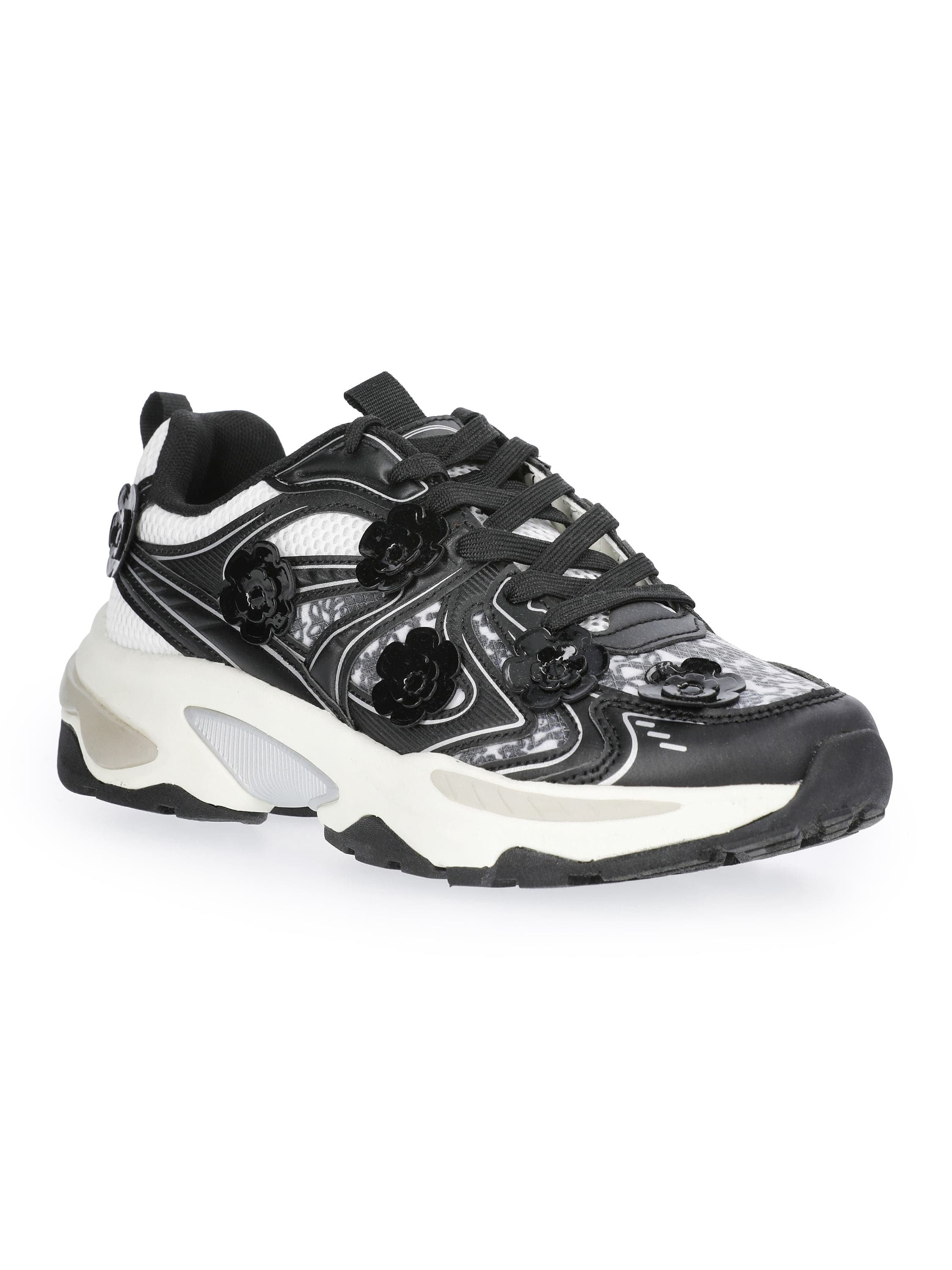 Scoop Scoop Women's Sporty Sneakers with Flower Appliques — ITEM_ID 17650714043